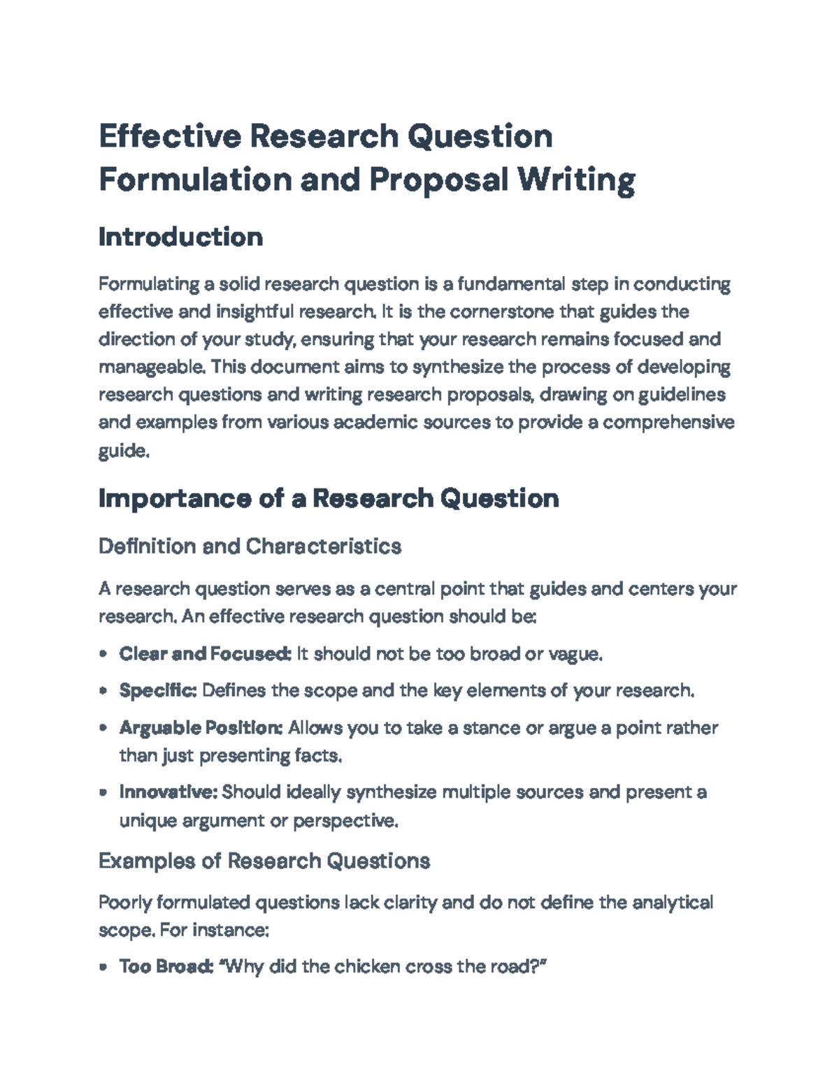 Effective Research Question Formulation & Proposal Writing Guide ...