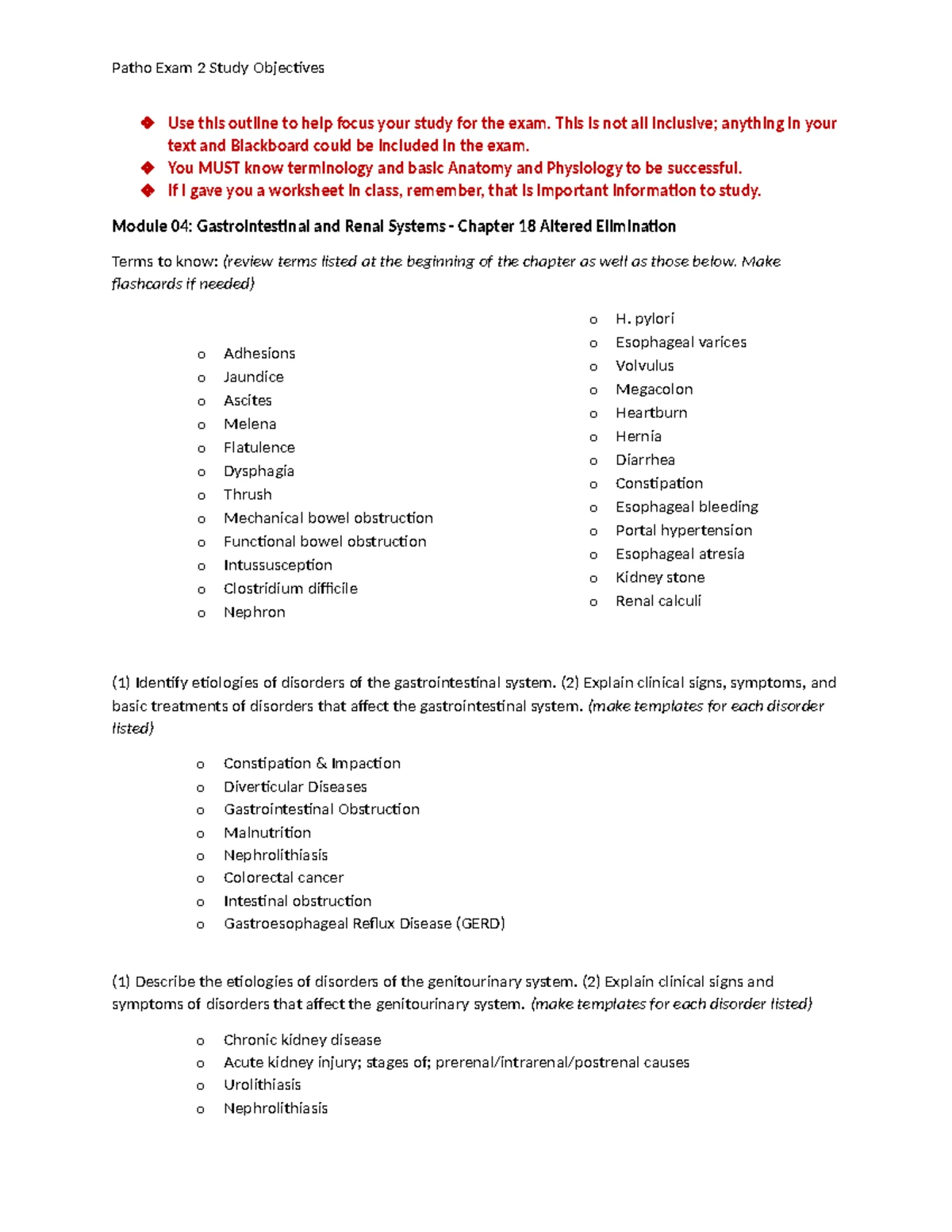 Patho 101: Exam 1 Study Guide on Disorders & Cellular Functions - Studocu