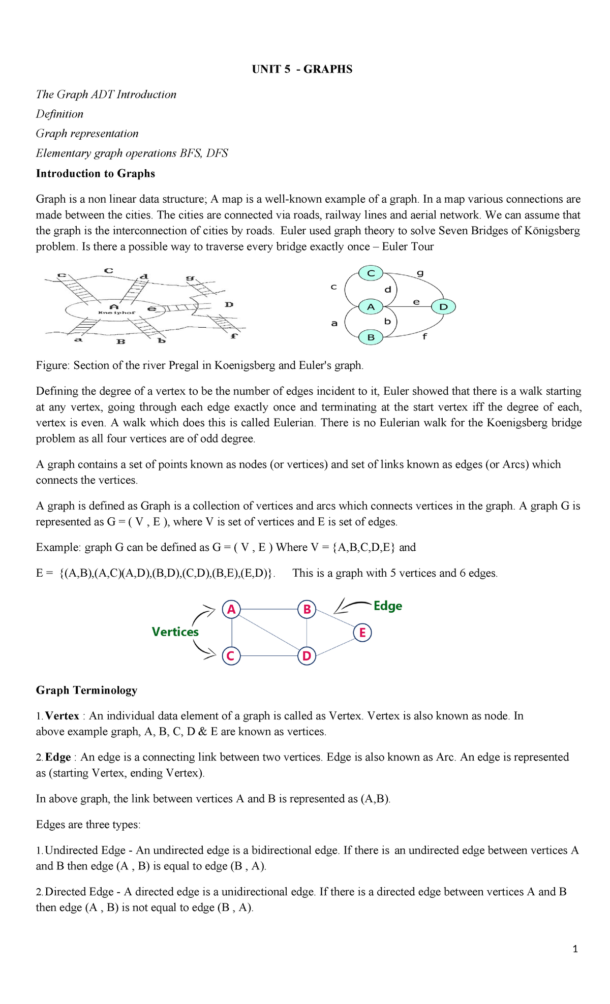 Graphs notes - A graph is a data structure consisting of nodes (also ...