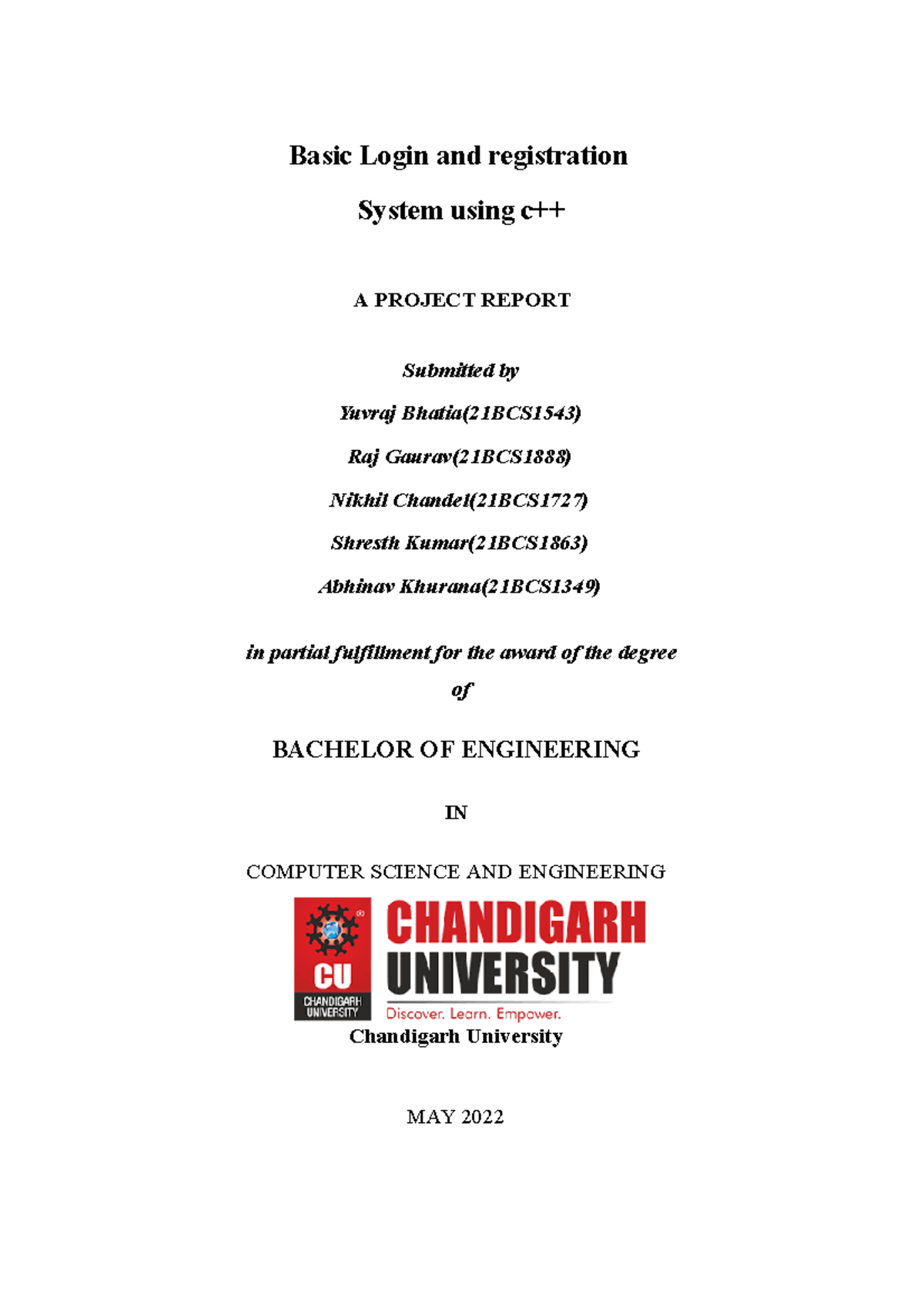 IP Final Project Report on C++ Login & Registration System - Studocu