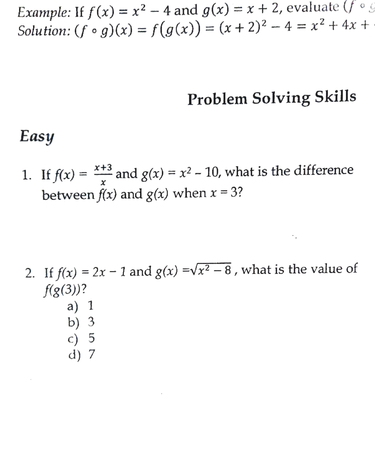 Functions Dr Jang's - A comprehensive set of practice problems ...