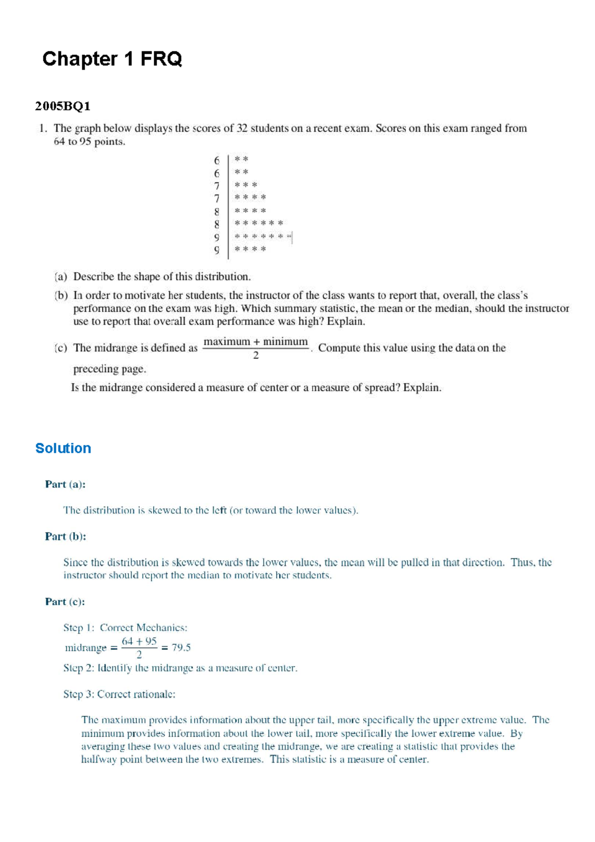 Chapter 1 FRQ Solutions & Key (2005-2010) - Studocu