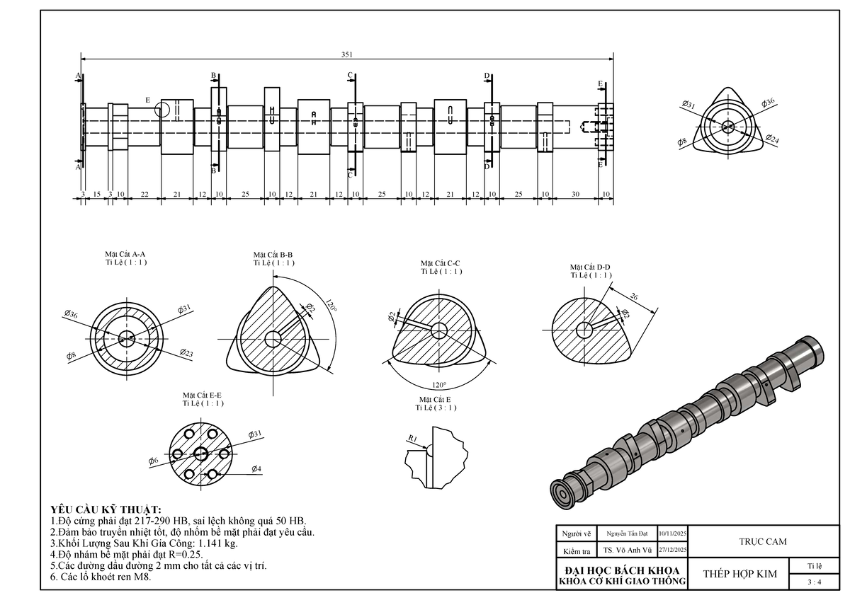 Bản Vẽ Trục Cam Đạt - PBL2 Thiết Kế Hệ Thống Động Cơ Đốt Trong - Studocu