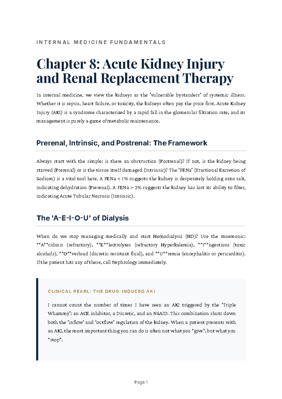 Internal Medicine Fundamentals: Chapter 8 - Acute Kidney Injury & RRT ...