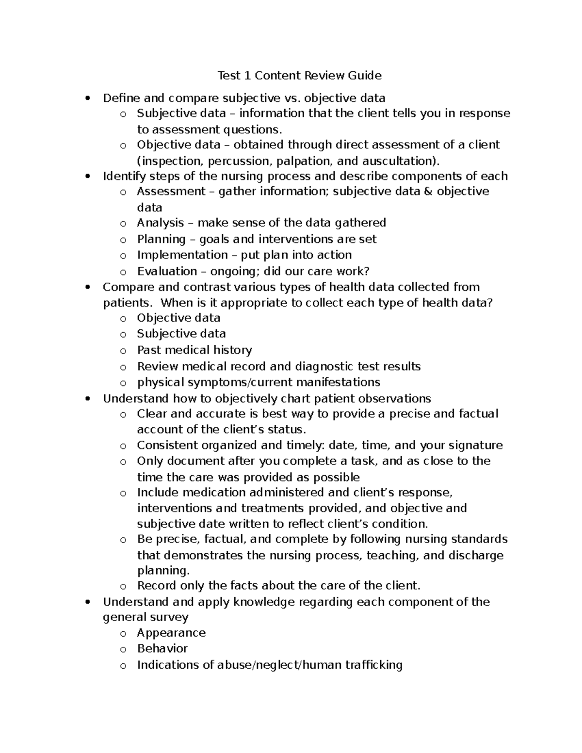 Nursing 101: Assessment Techniques & Vital Signs Review Guide - Studocu