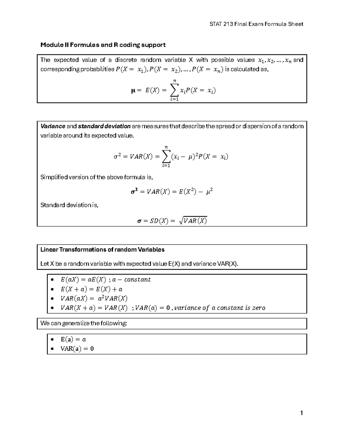 STAT 213 Final Exam Formula Sheet - Studocu