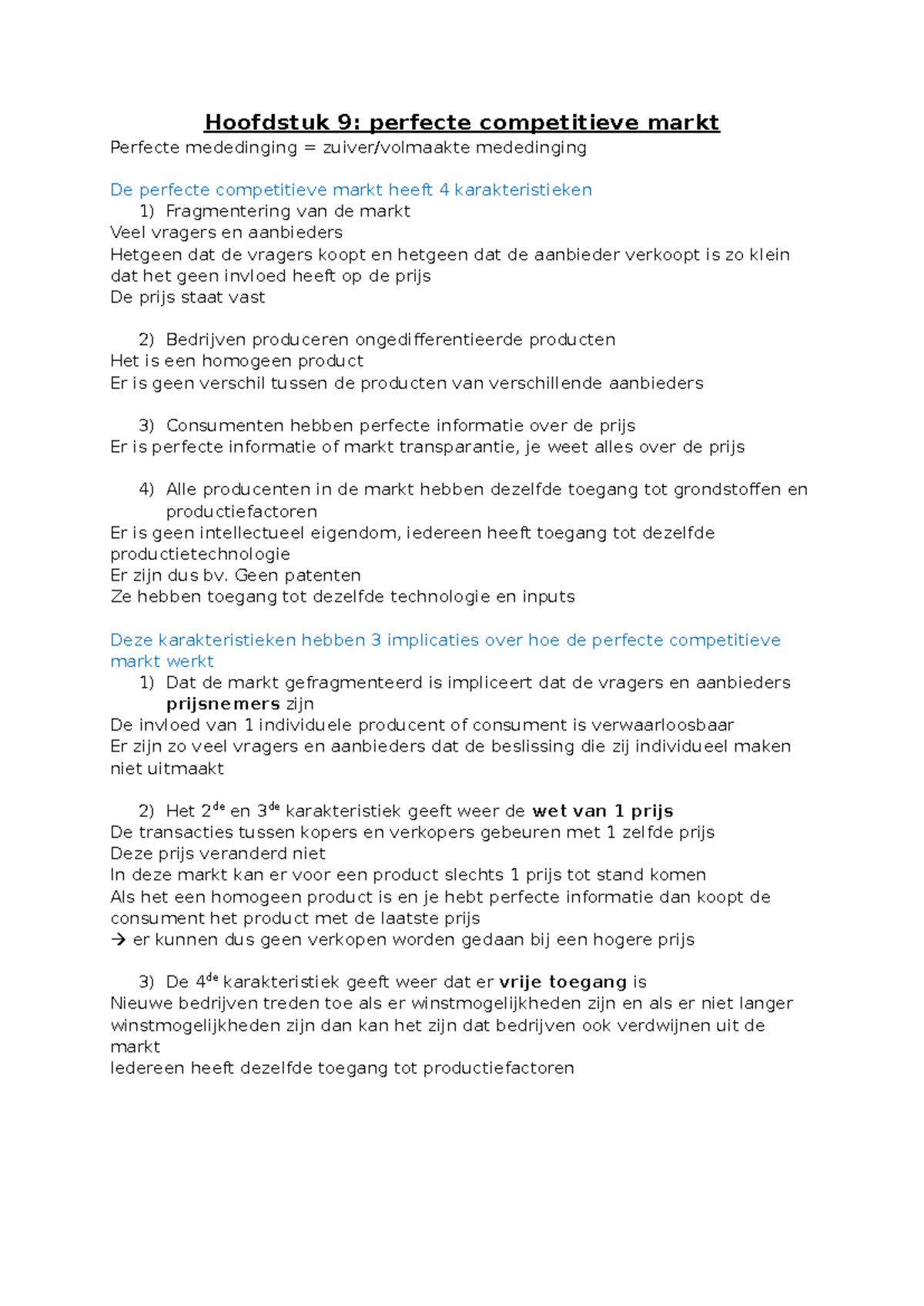 Hoofdstuk 9 en 10 Micro: Perfecte Concurrentie en Marktstructuren ...