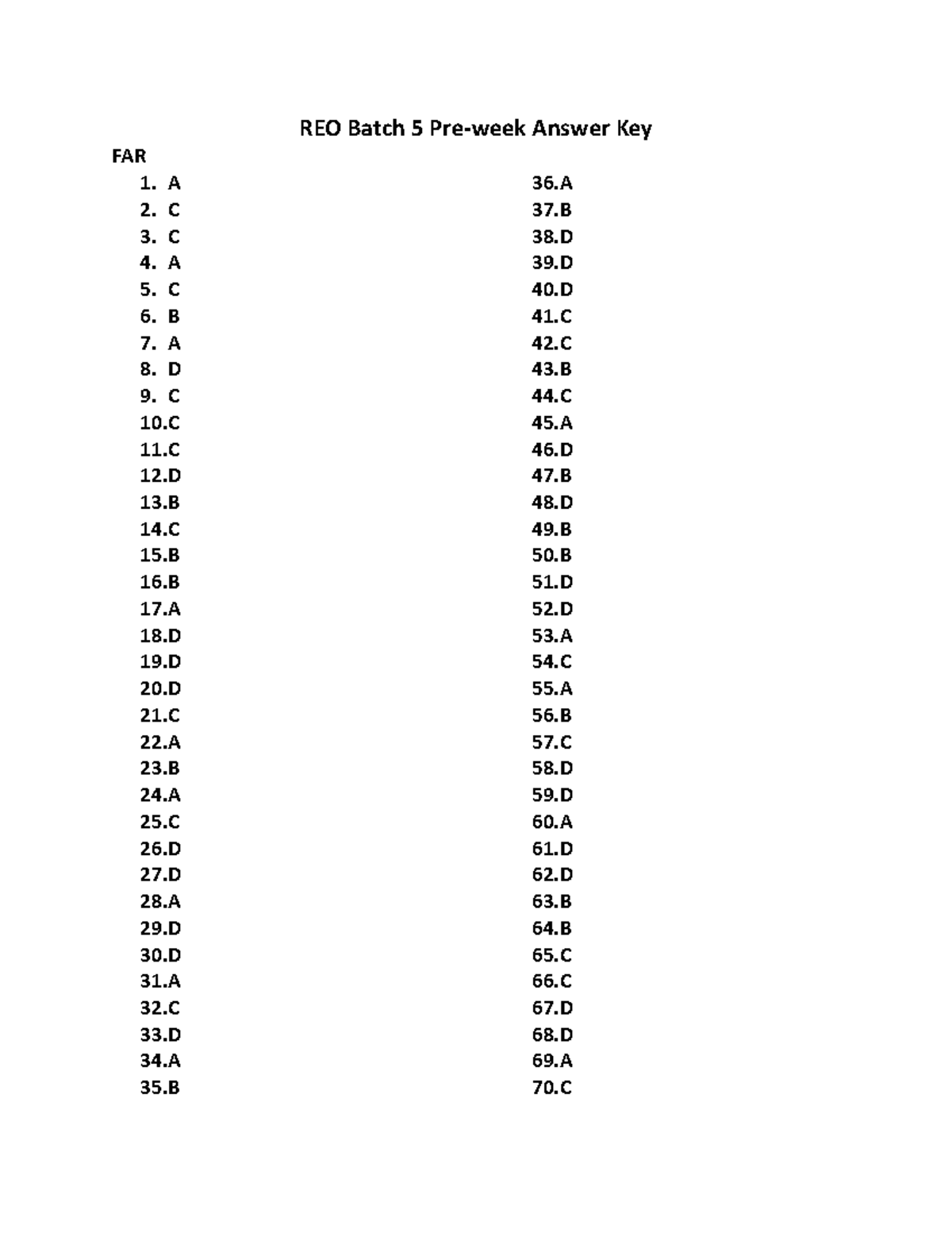 R-E-O B5 Preweek FAR & AFAR Answer Key - Studocu
