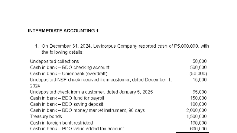 INTERMEDIATE ACCOUNTING 1: 2ND YEAR MOCK QE Exam Review - Studocu