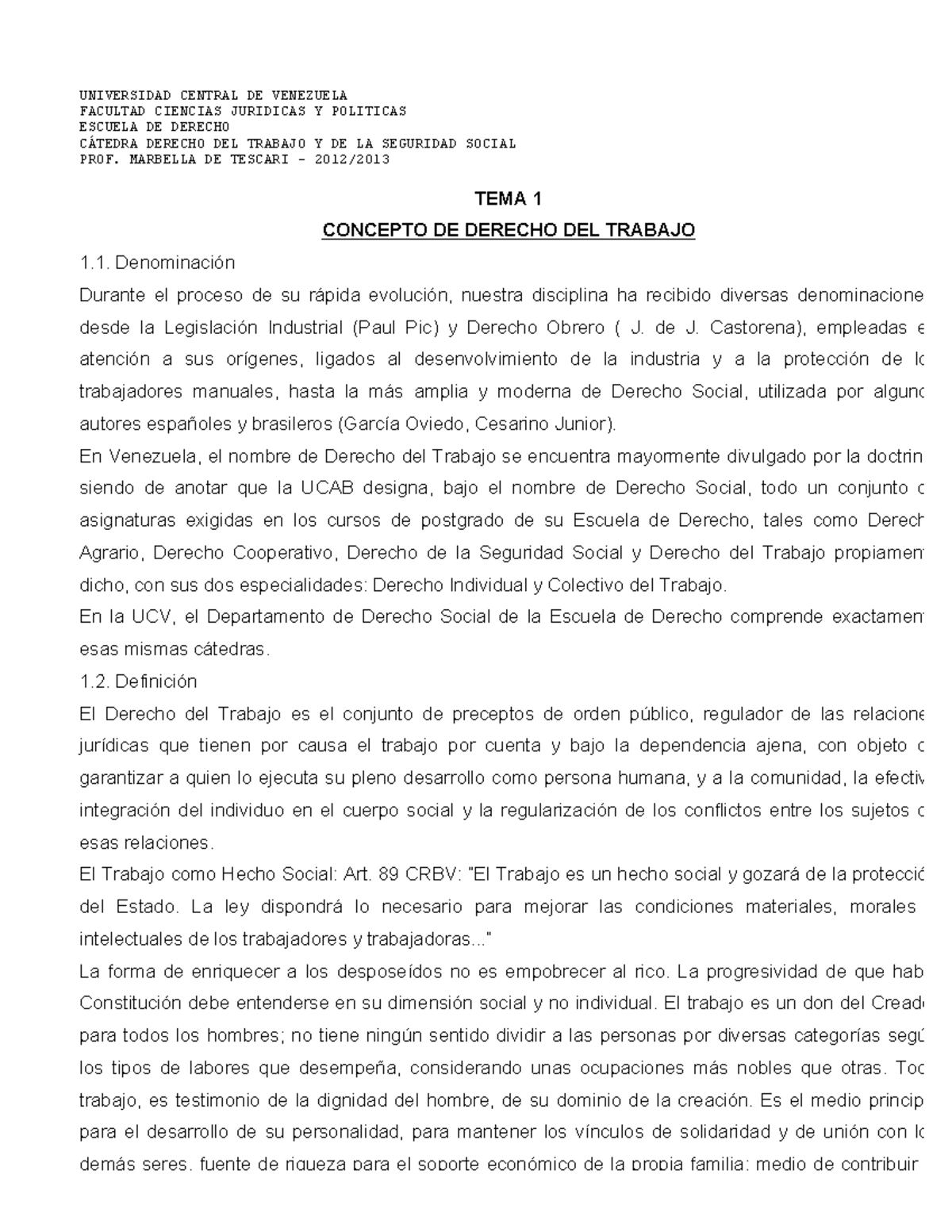 Apuntes de Derecho del Trabajo y Seguridad Social - TEMA 1 - Studocu