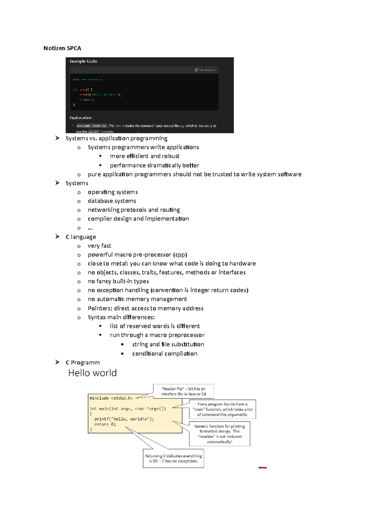 Notizen SPCA - HS24: C Programming and Memory Management Concepts - Studocu