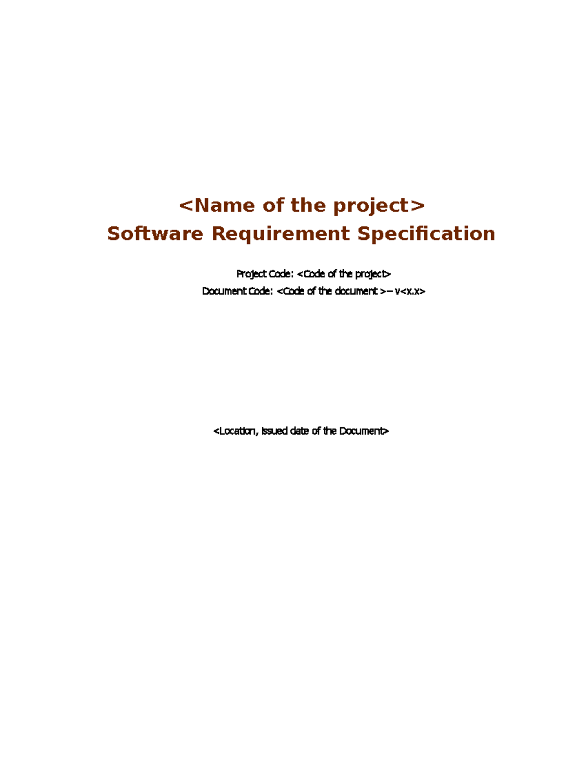 Software Requirements Specification Template - Software Requirement ...