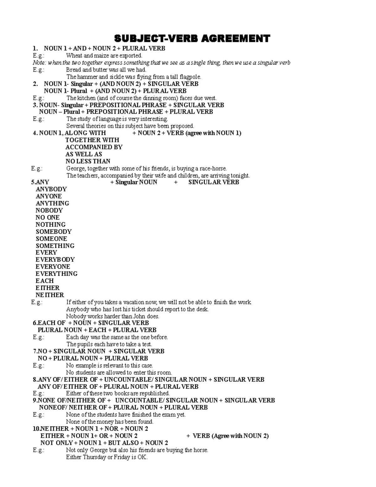 Subject-Verb Agreement: Comprehensive Guide to Usage Rules - Studocu