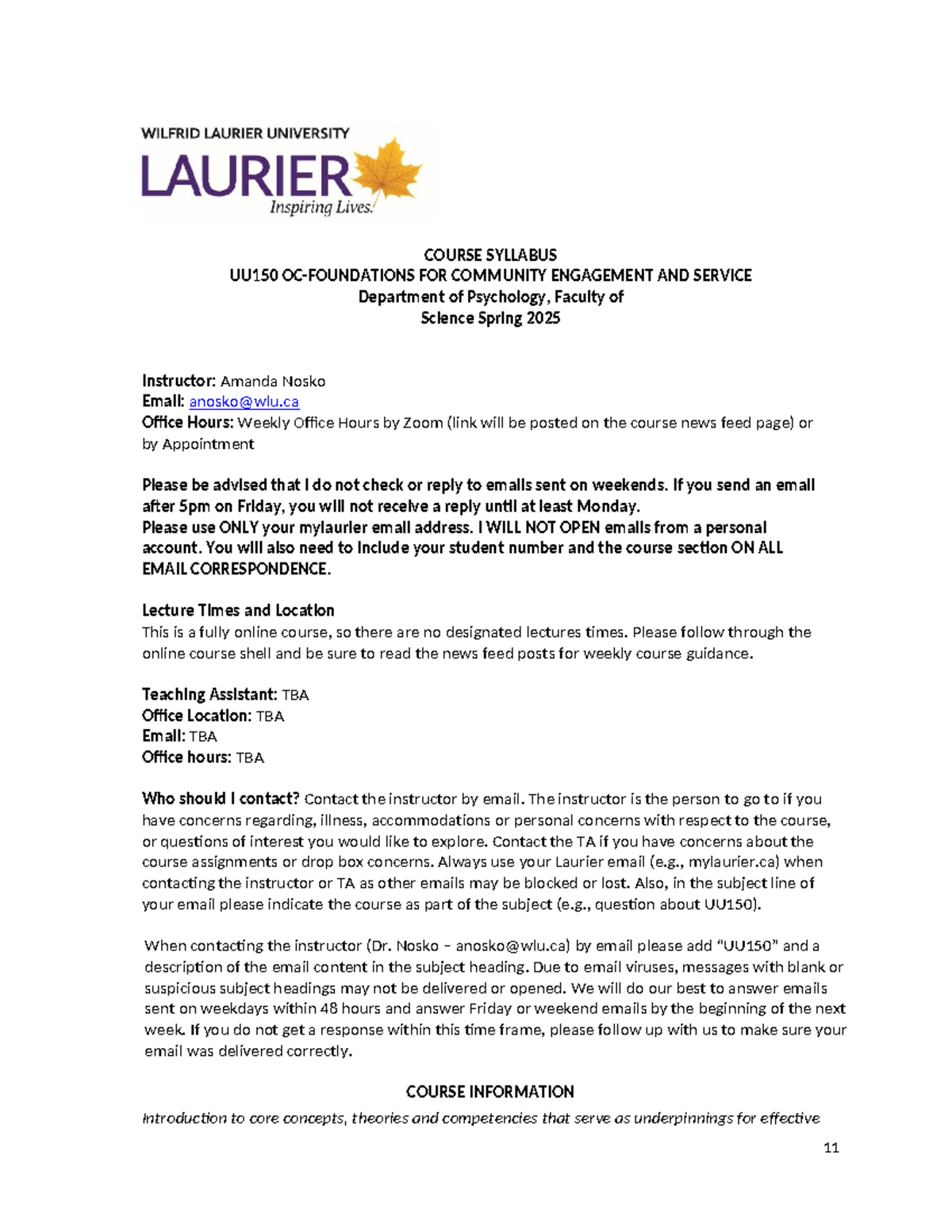 UU150 Syllabus: Community Engagement & Service - Spring 2025 - Studocu