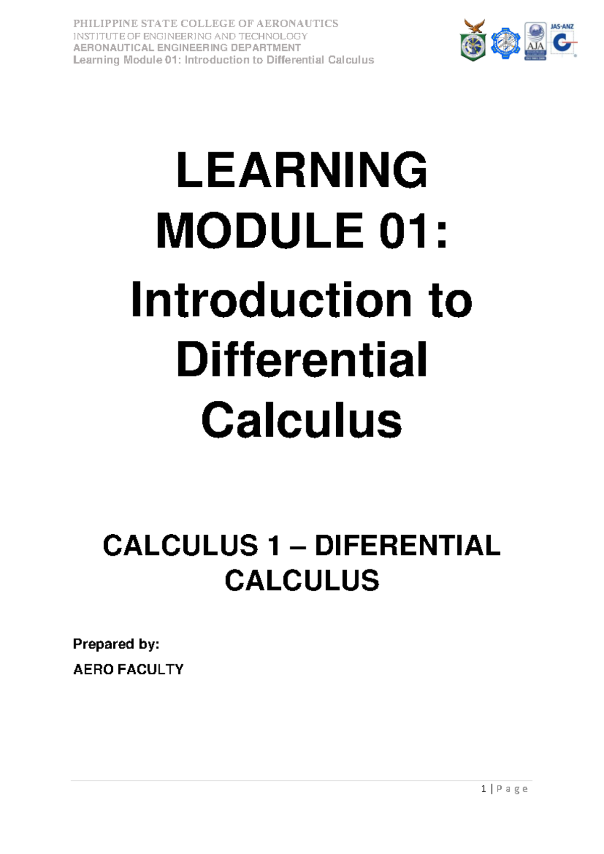 MATH 113(Aero) - Differential Calculus - Prelim Module 01 Overview ...