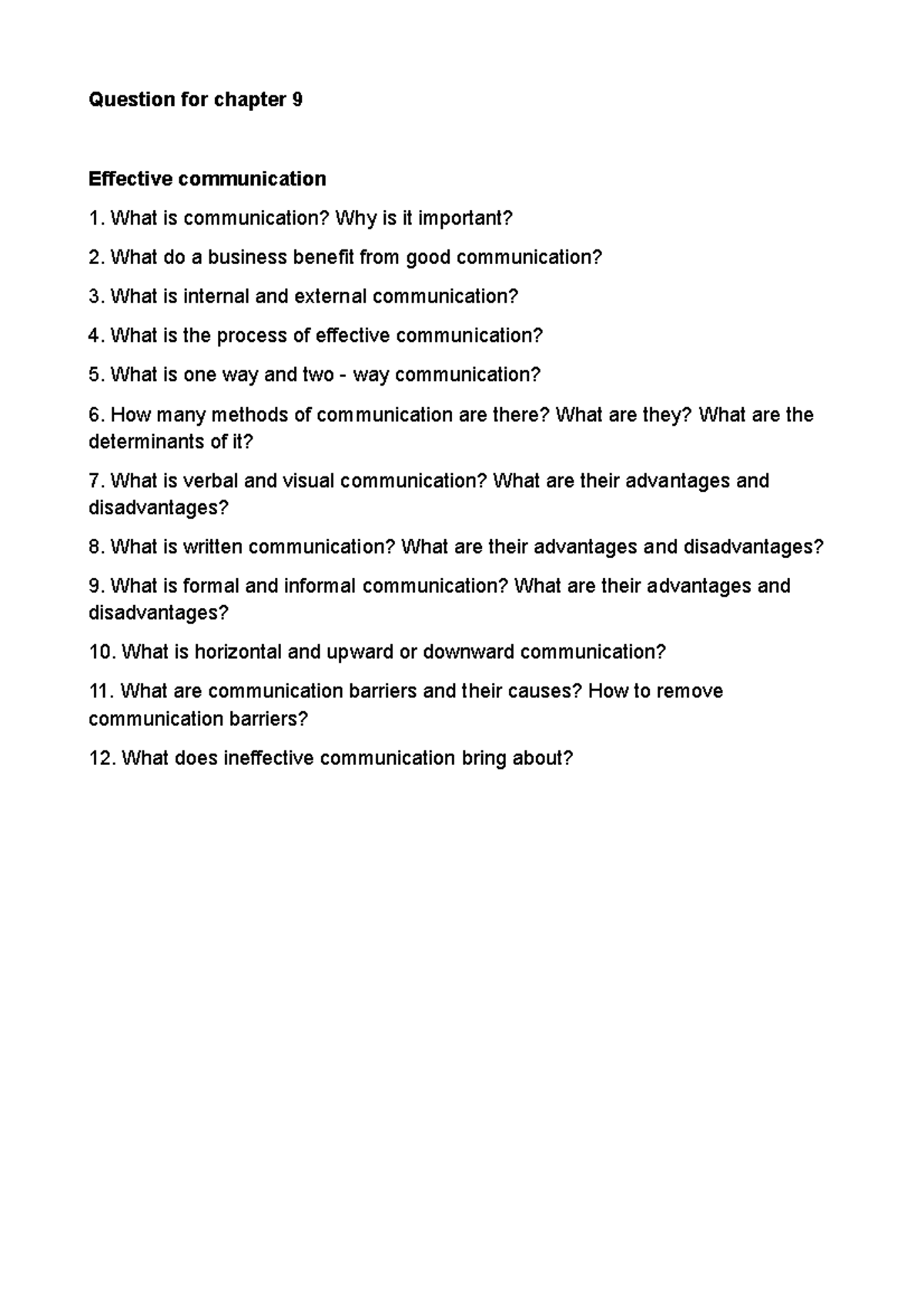 Chapter 9 Questions: Understanding Effective Communication Concepts ...