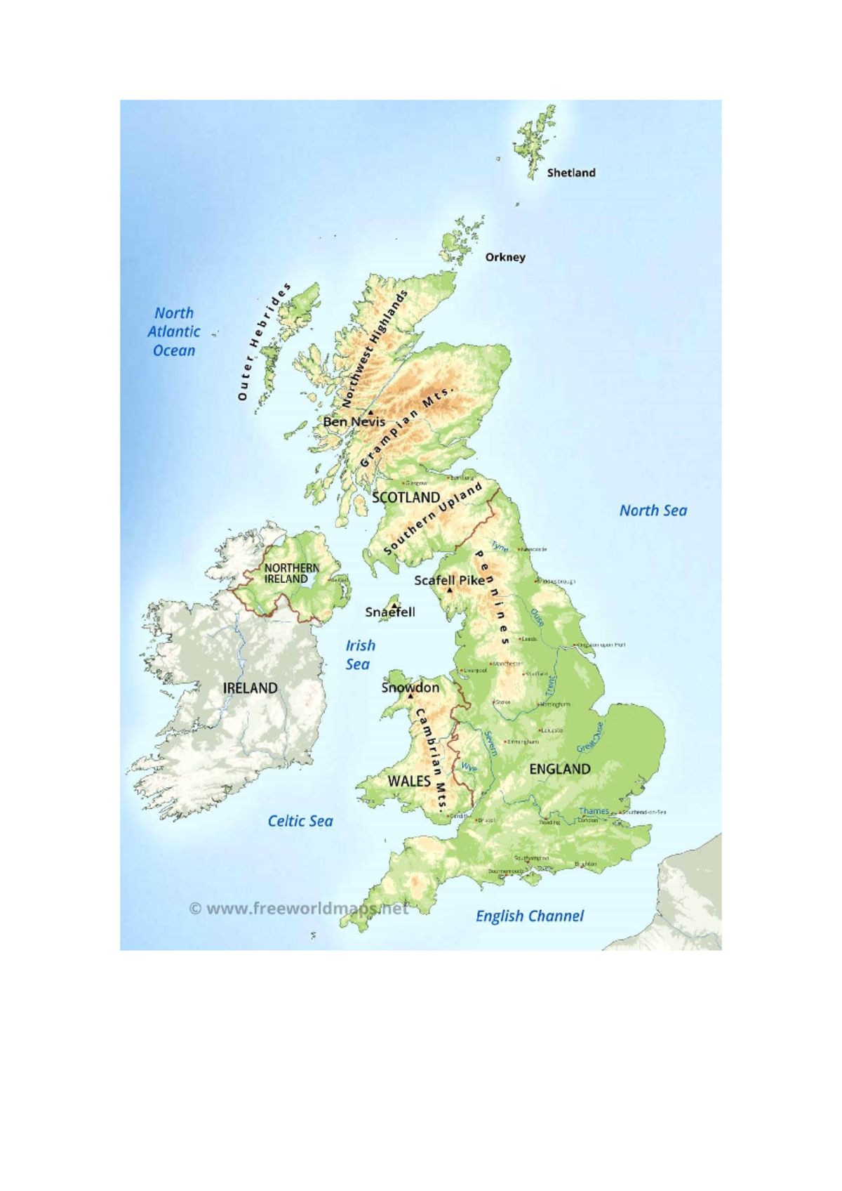 Map 3: Main Rivers and Mountains of UK & Ireland - Studocu