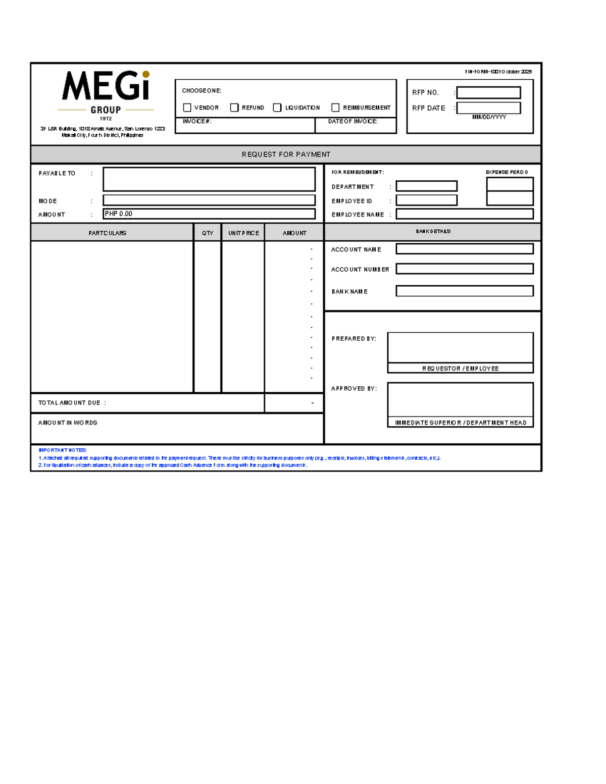 RFP Form 2026: Vendor Refund Liquidation Invoice Template - Studocu