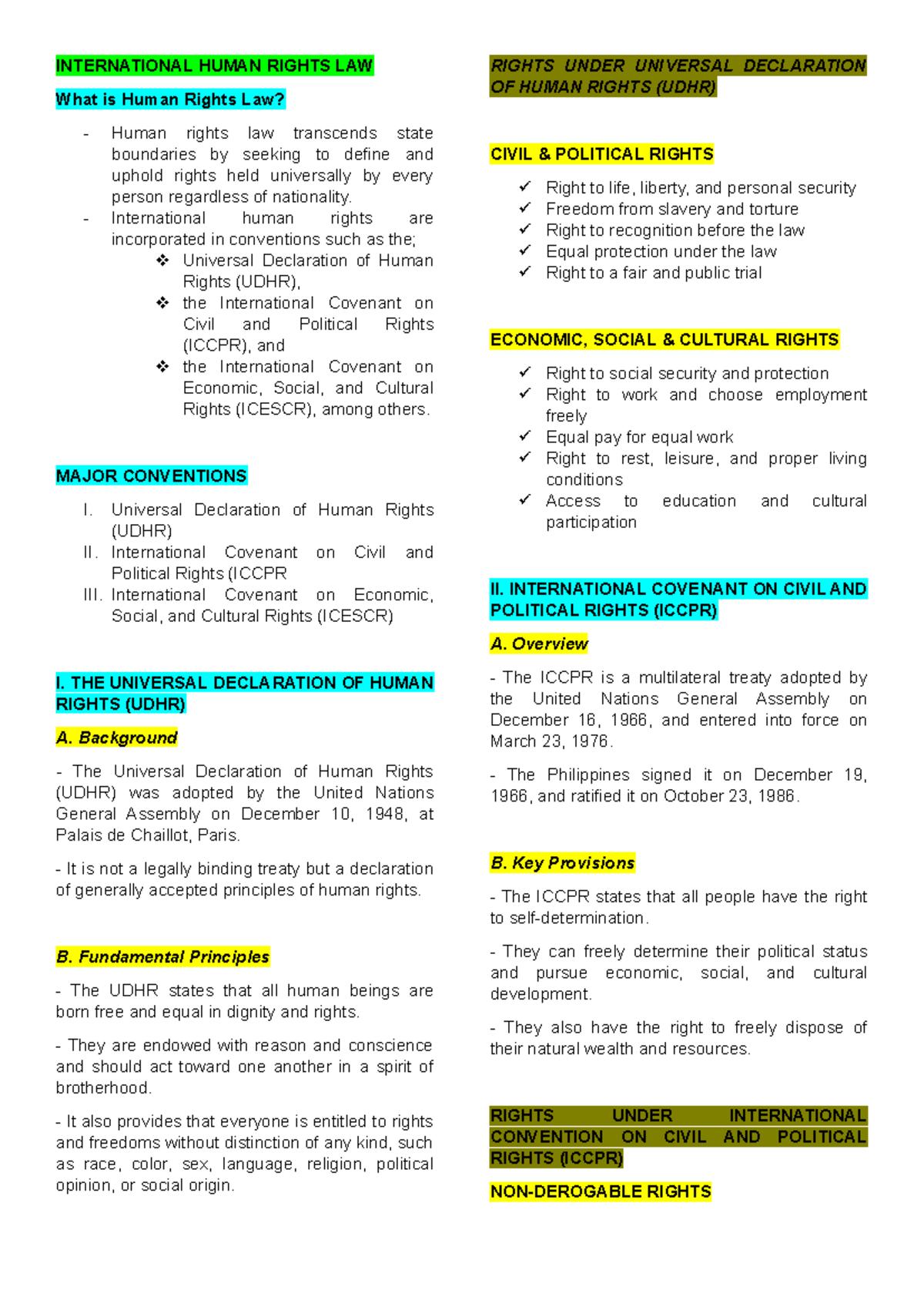 Socsci 114 - Overview of International Human Rights Law - Studocu