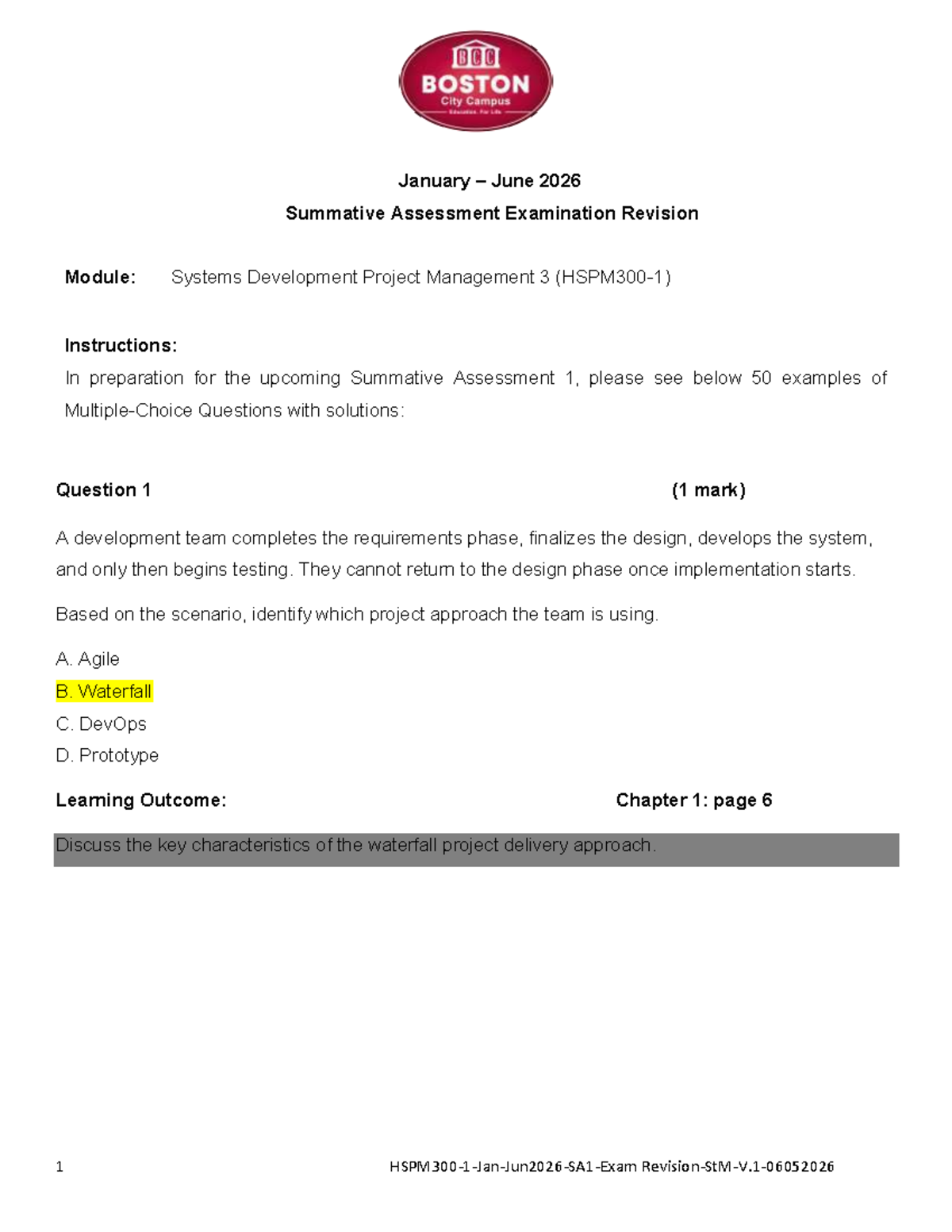 HSPM300-1 Jan-Jun 2026 Summative Assessment Exam Revision Guide - Studocu