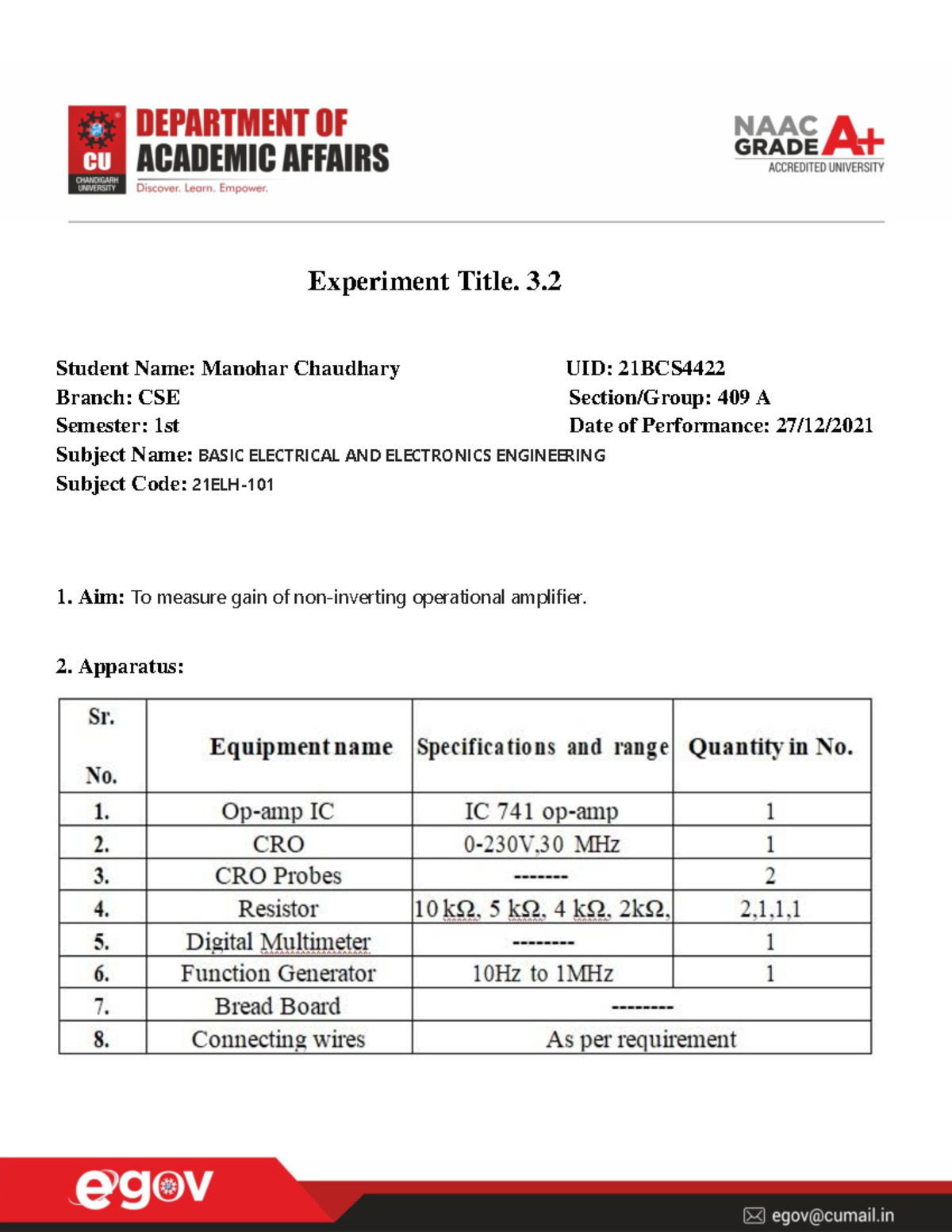 3.2 BEEE Worksheet (1)-converted - Experiment Title. 3. Student Name ...