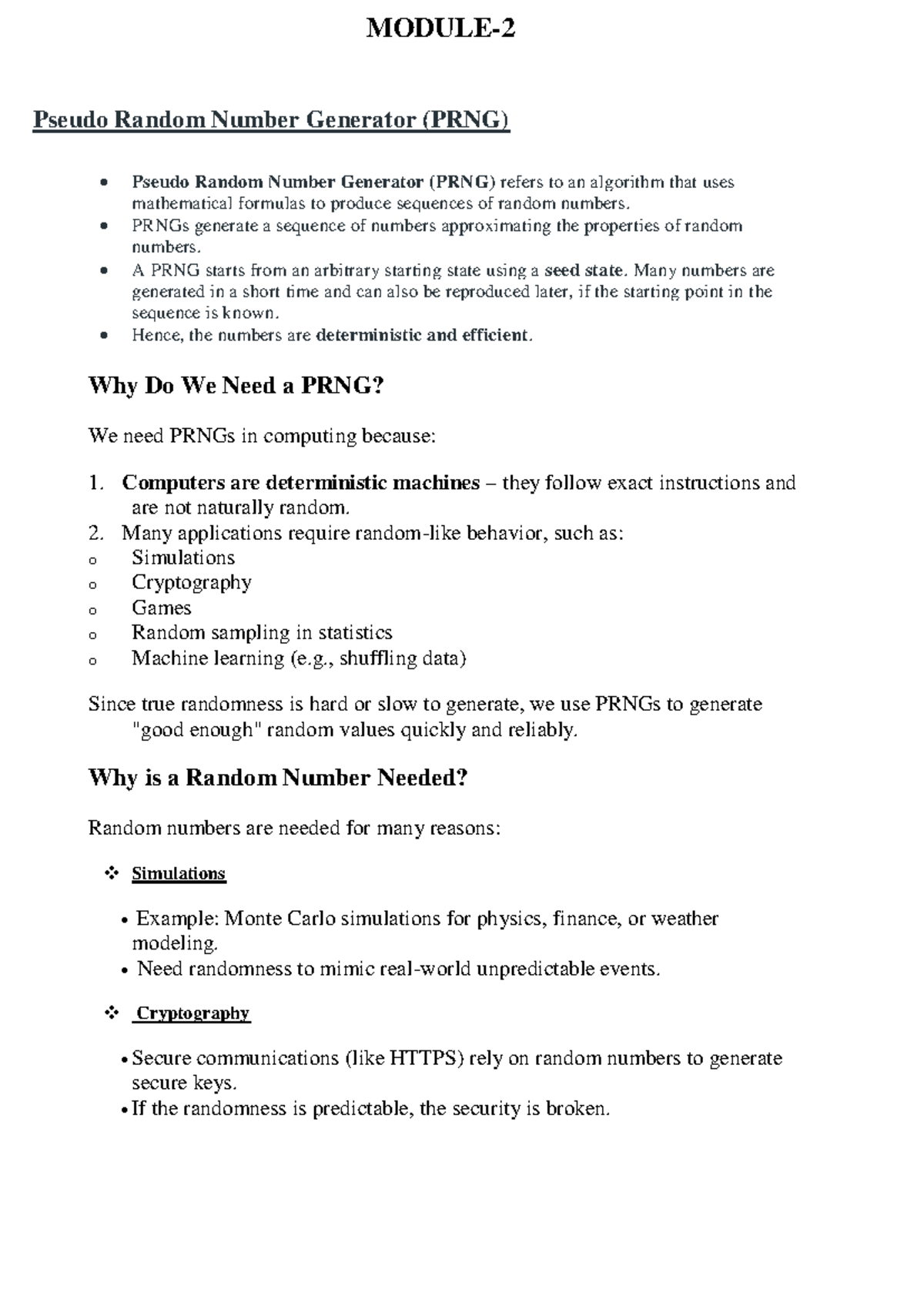 Module 2 Notes: Understanding Pseudo Random Number Generators (PRNG ...
