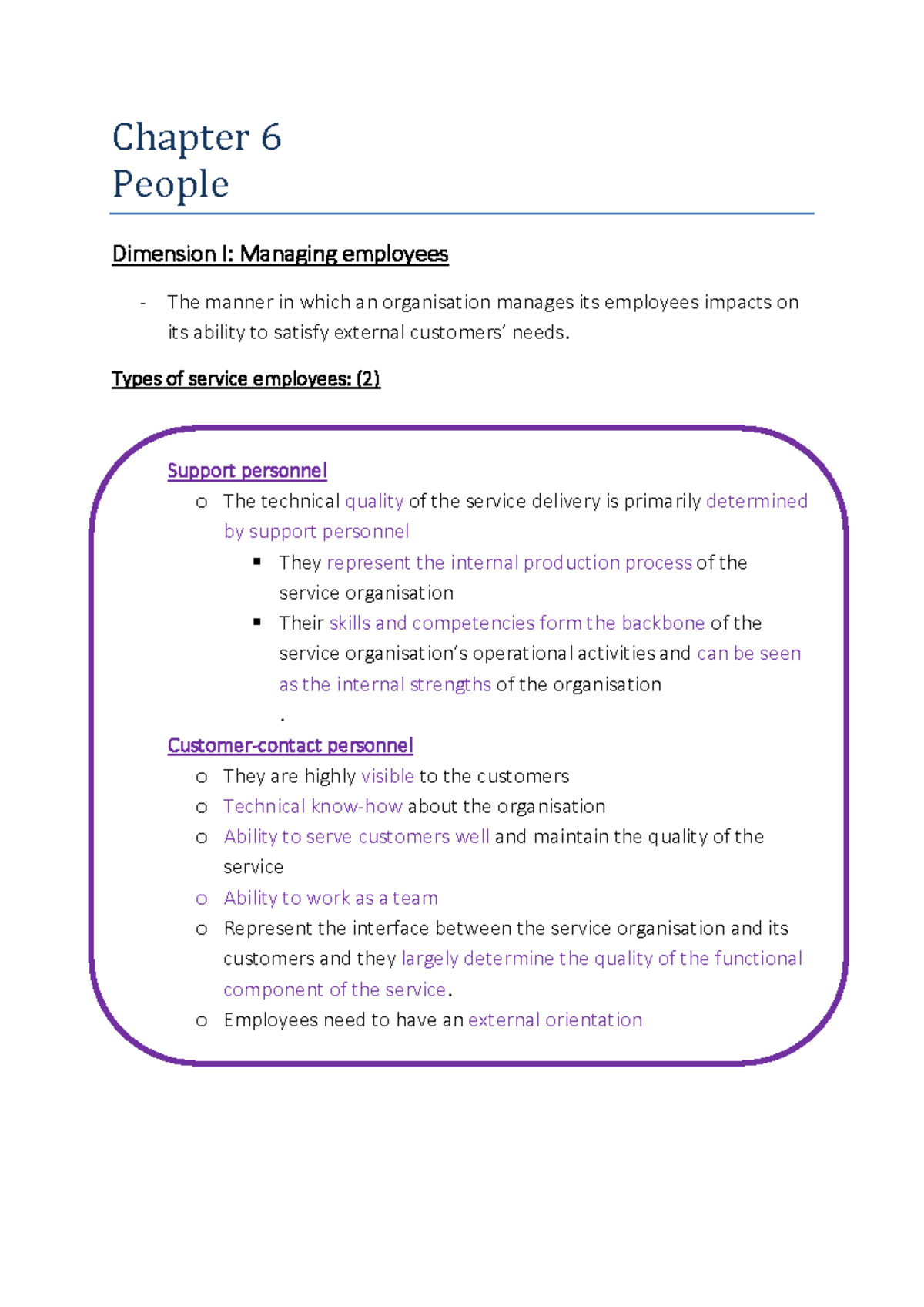 Chapter 6 Summary: People Dimension in Marketing Management - Studocu