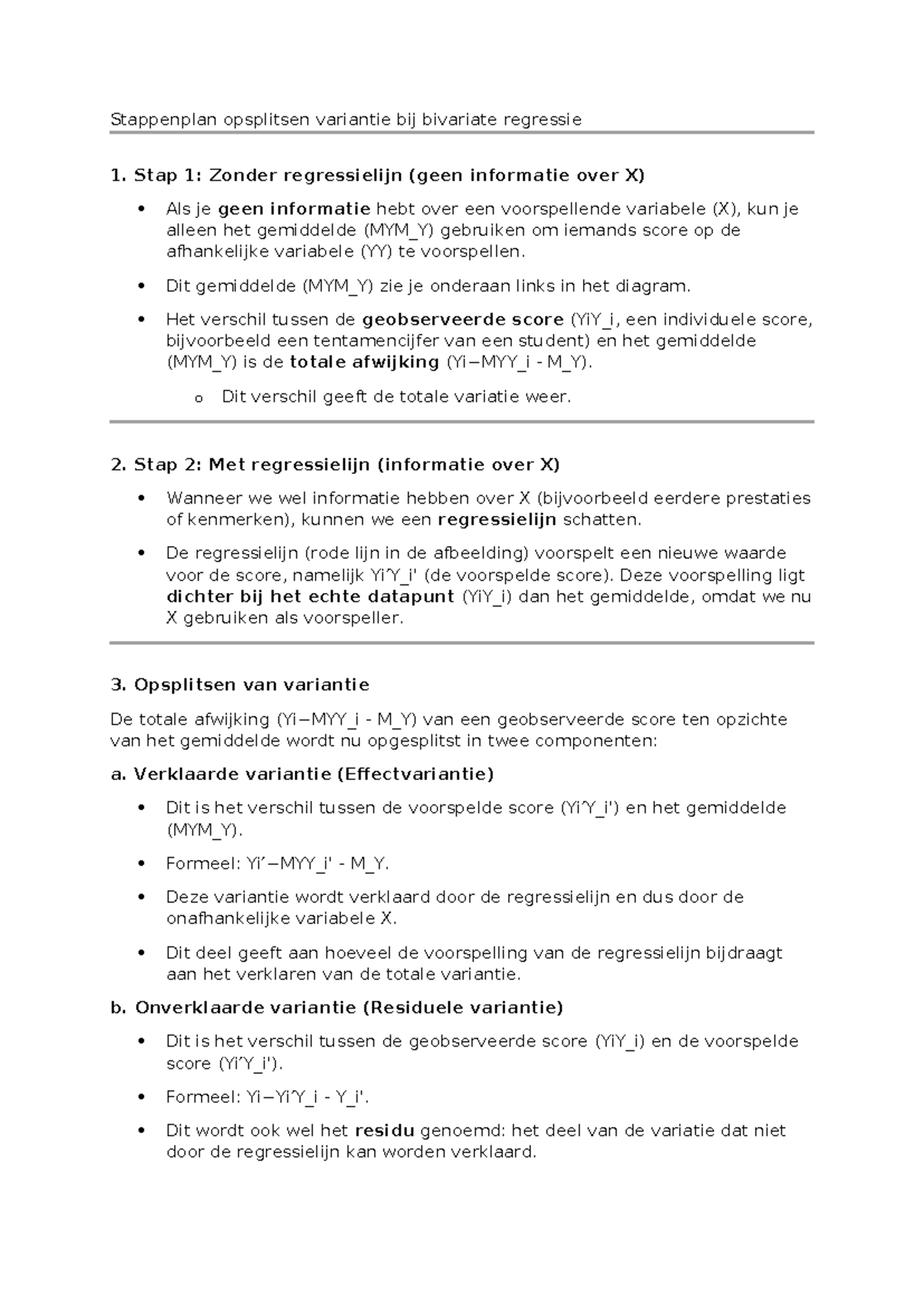 Stappenplan Variantiesplitsing bij Bivariate Regressie - Inleiding ...
