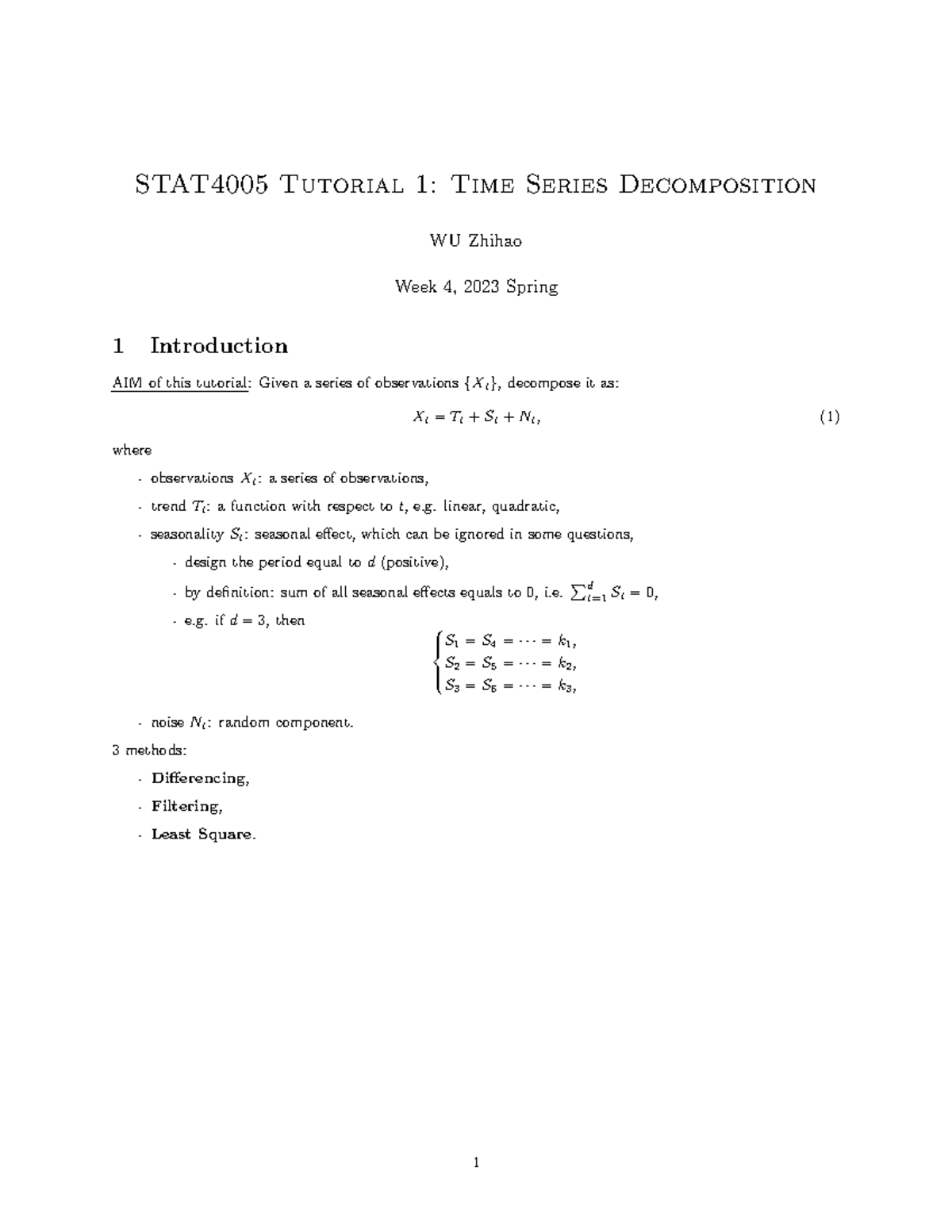 STAT4005 23S Tutorial: Time Series Decomposition (Week 4) - Studocu