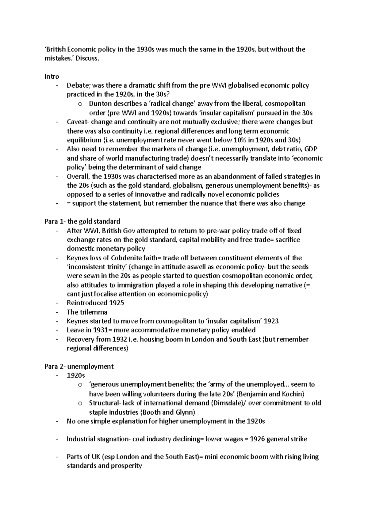 british economic policy lecture - ‘British Economic policy in the 1930s ...