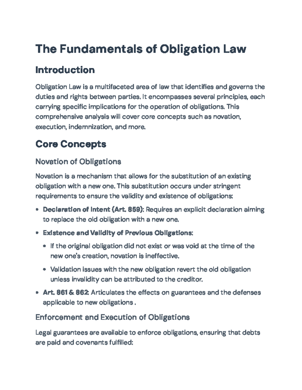 Obligation Law Overview: Core Concepts, Execution, and Breach Effects ...