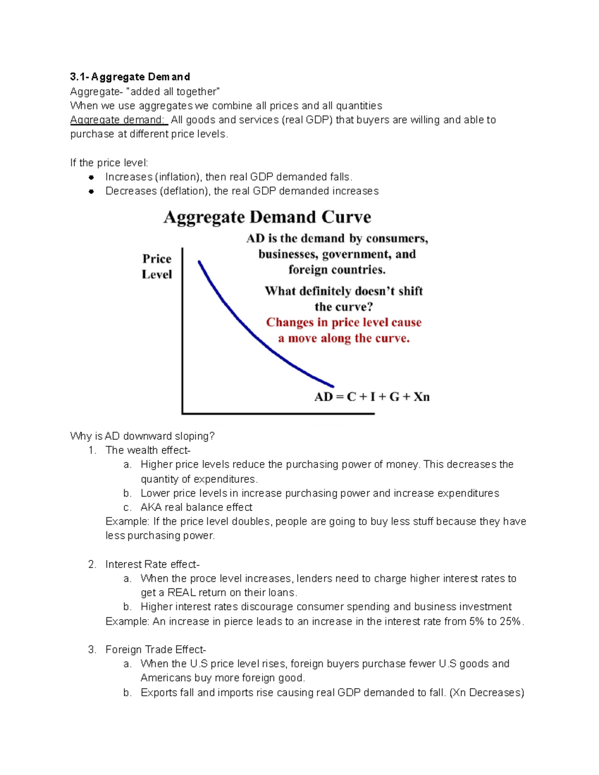 Macro Unit 3 National Income - 3- Aggregate Demand Aggregate-