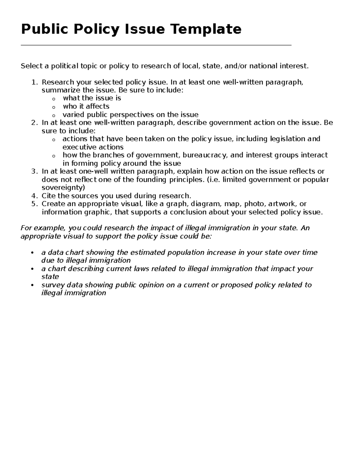 Public Policy Issue Template: Research and Analysis Guide - Studocu