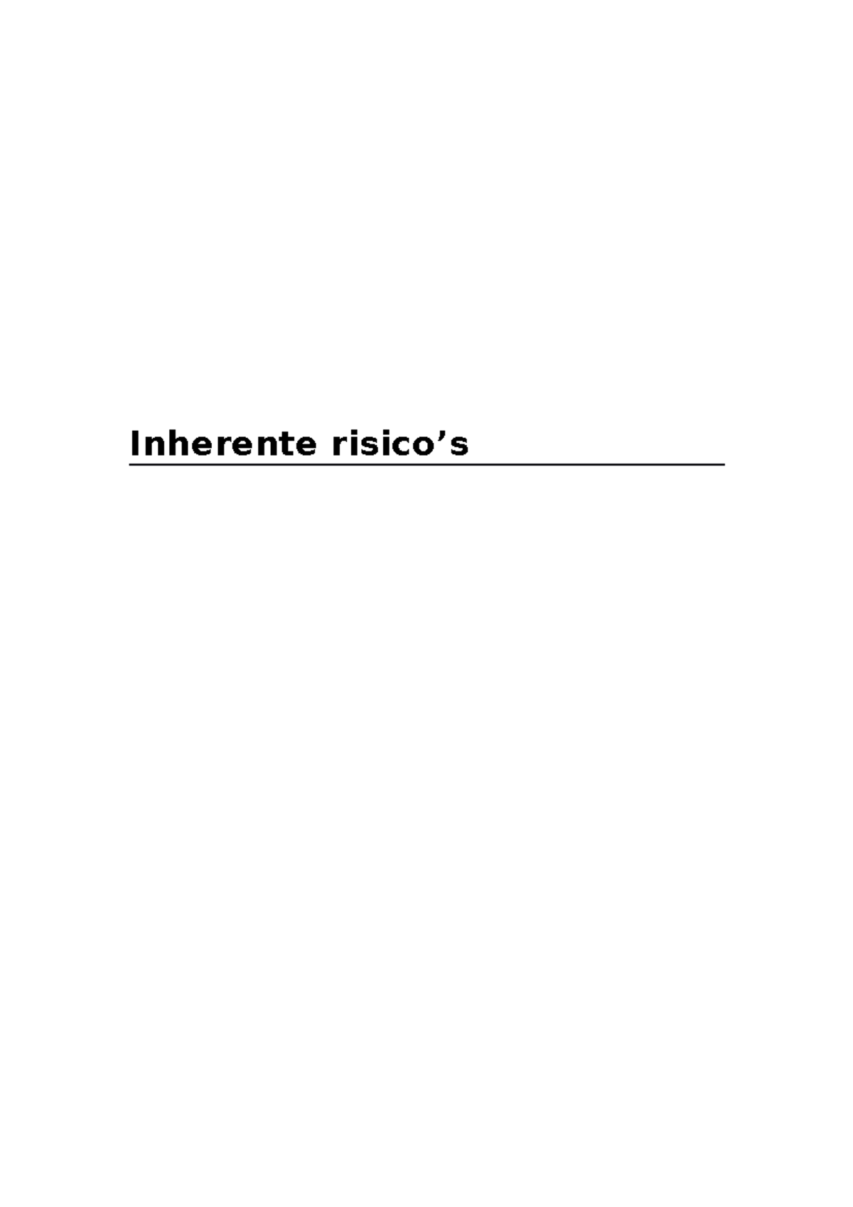 Inherente Risico's en Analyse van Interne Beheersingsmaatregelen ...
