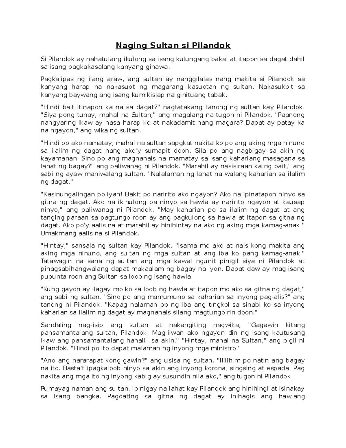 Naging Sultan si Pilandok: Isang Kuwento ng Katapangan at Kayamanan ...