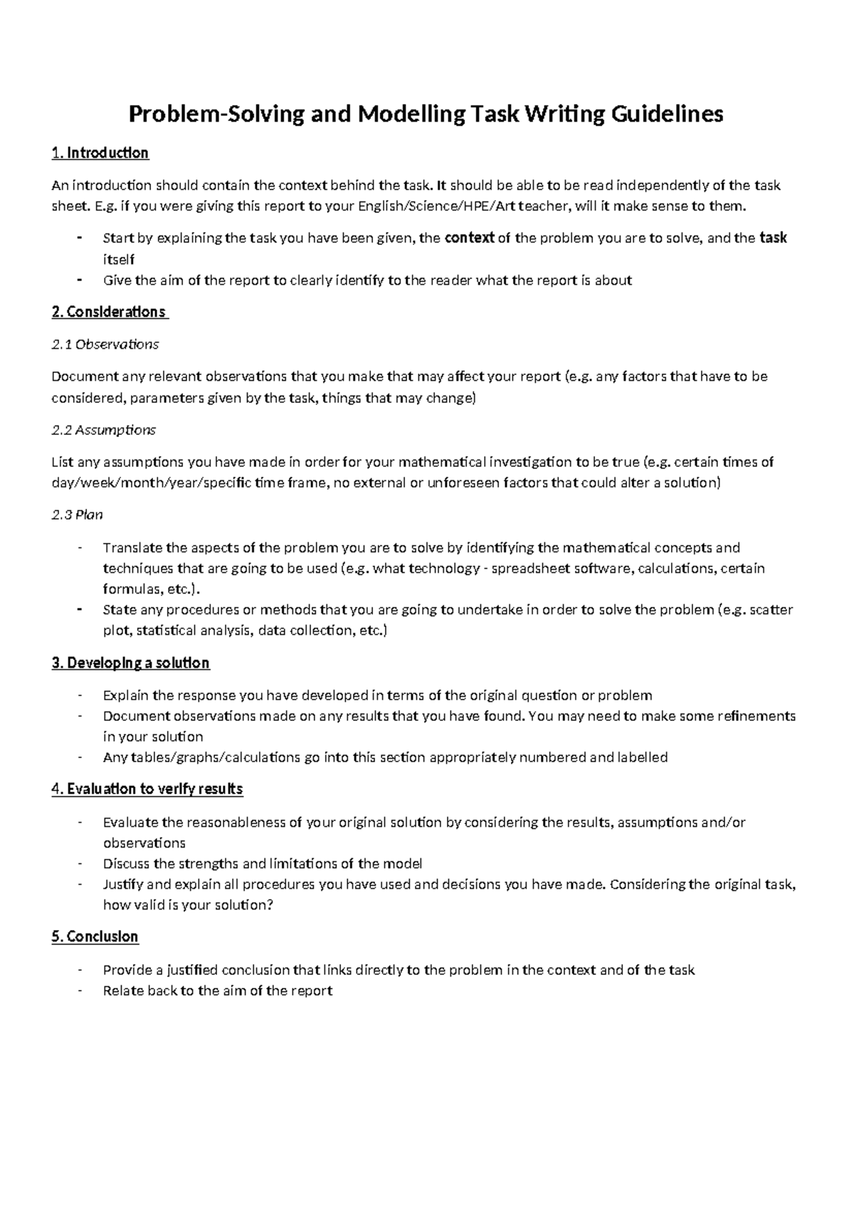 PSMT Modelling Task Writing Guidelines: Structure & Evaluation - Studocu