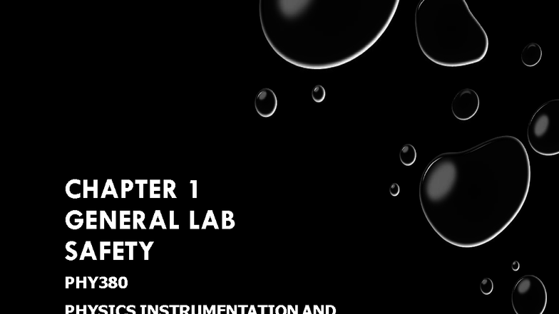 PHY380 Chapter 1: General Lab Safety Guidelines and Hazards - Studocu