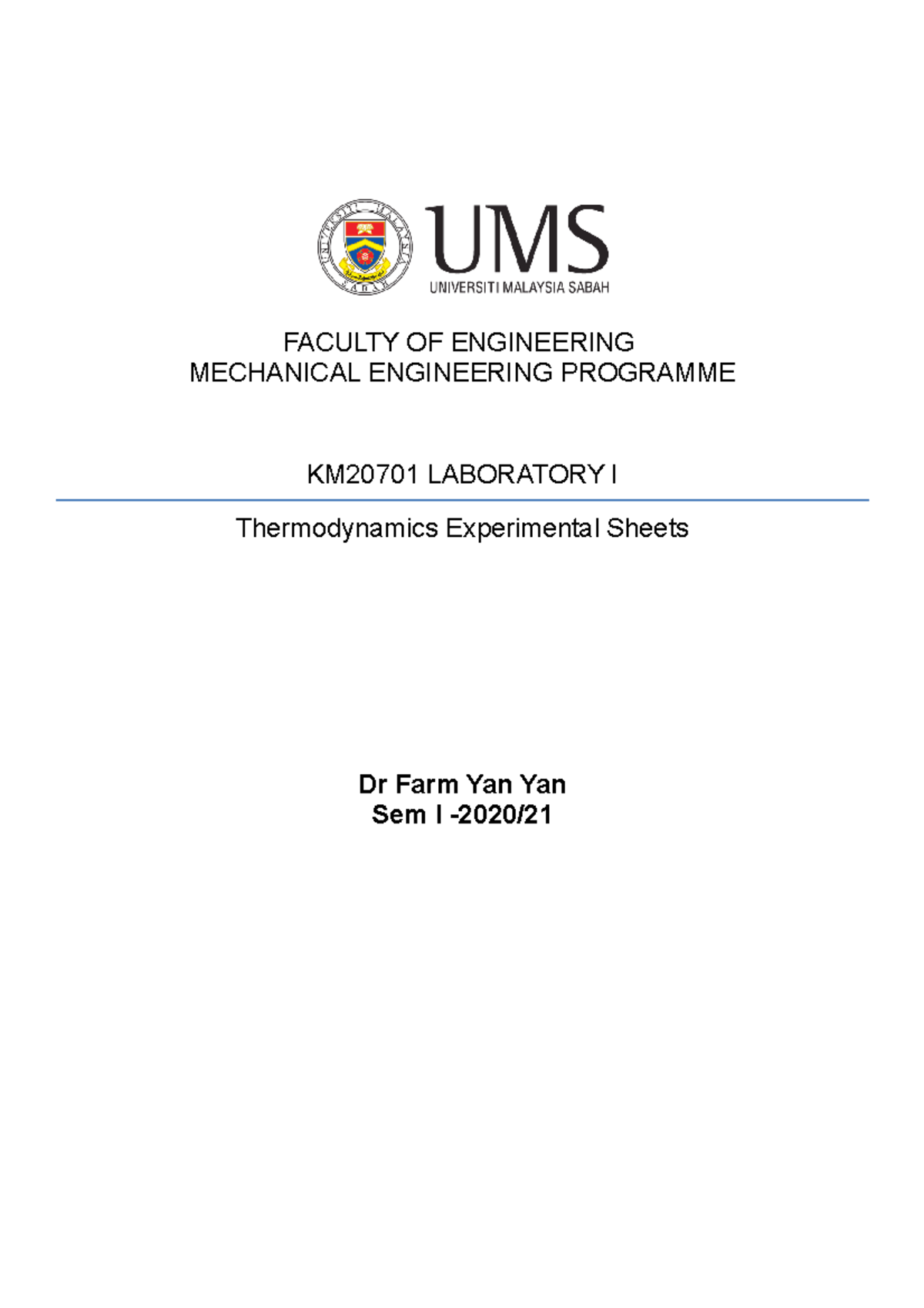 2021-I-KM20701 Thermodynamics Lab: Heat Transfer Experiments - Studocu