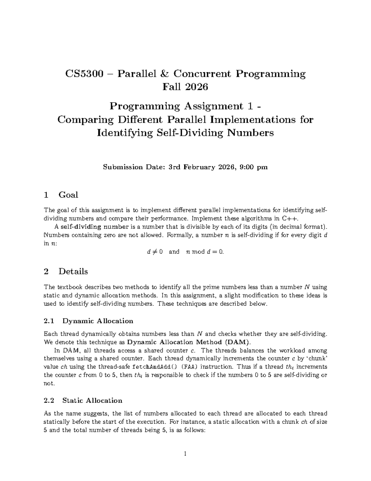 CS5300 Fall 2026 Programming Assignment 1: Parallel Number Search - Studocu