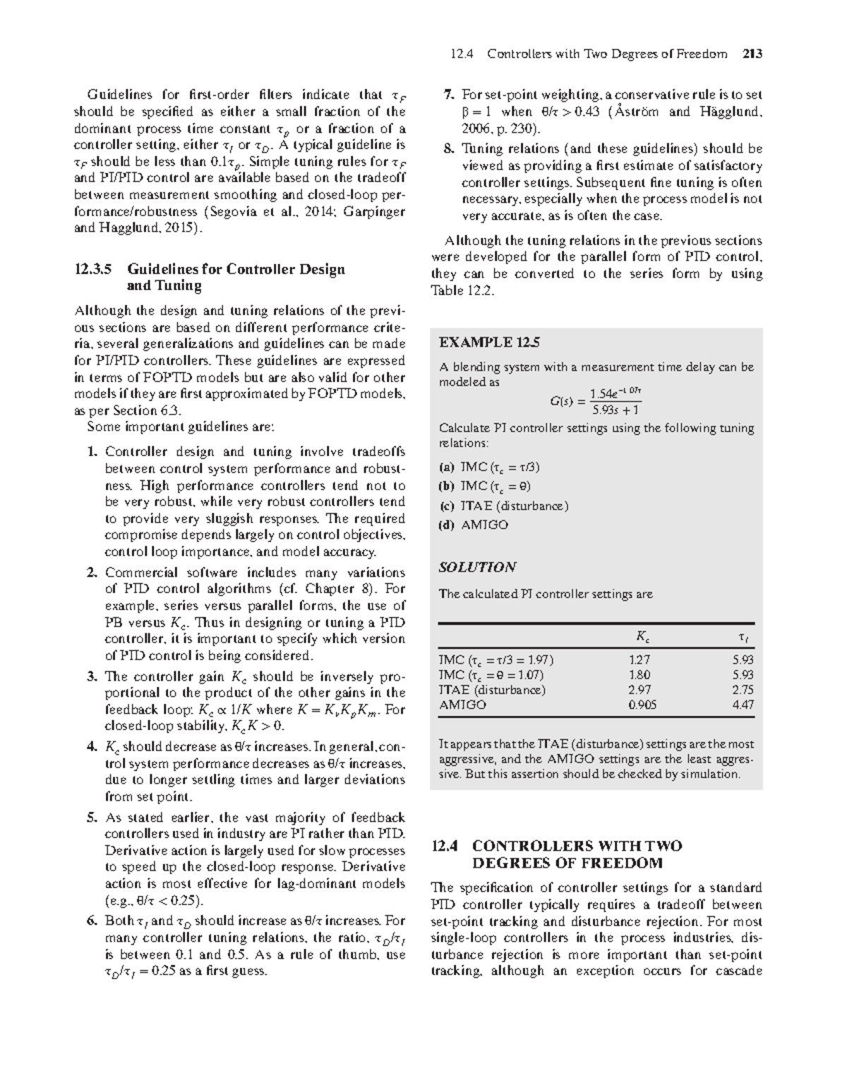 12.4 Guidelines for PID Controller Design and Tuning in Process Control ...
