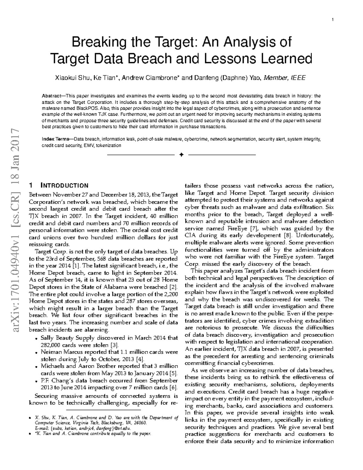 Target data breach analysis: lessons learned and security guidelines ...