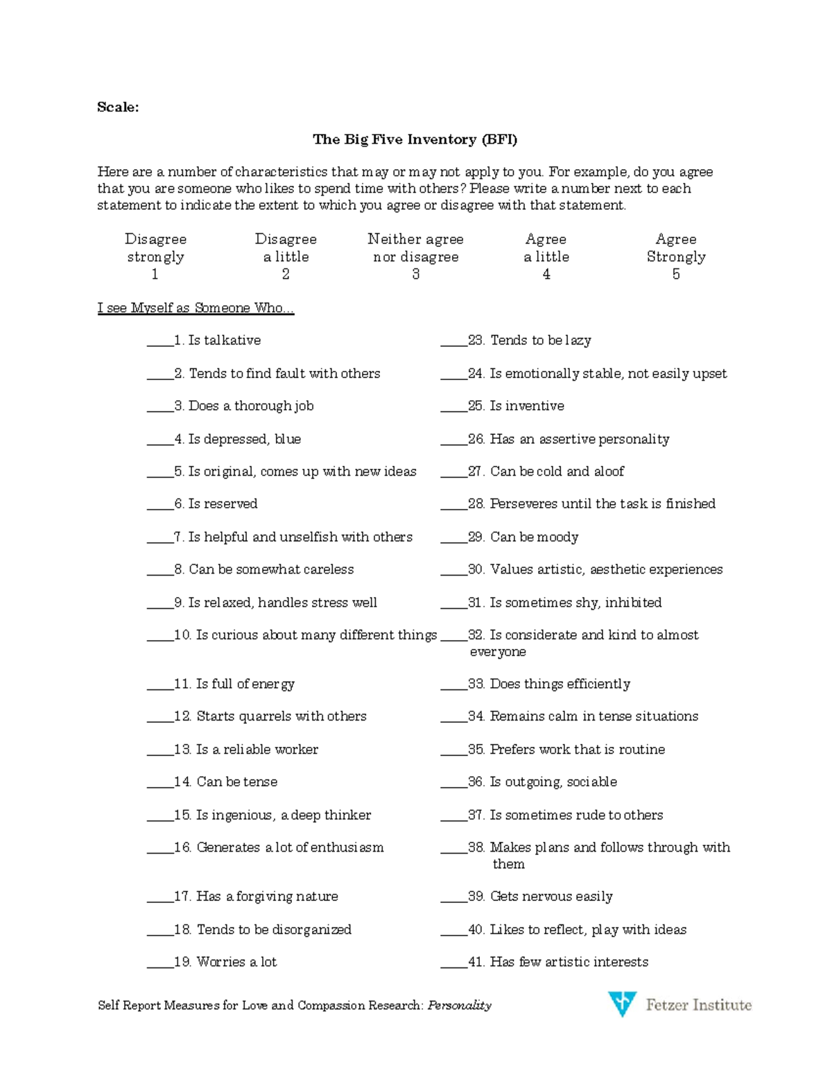 Perceived stress inventory - Self Report Measures for Love and ...