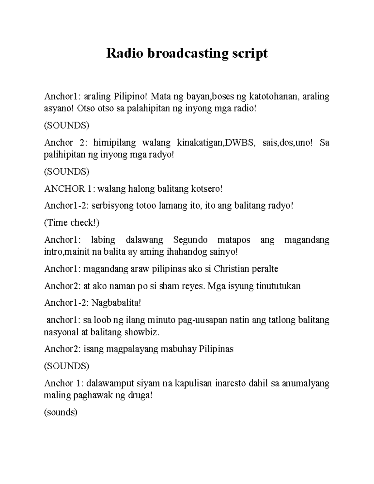 Bahog Lubot OSEN - gfg - Radio broadcasting script Anchor1: araling ...