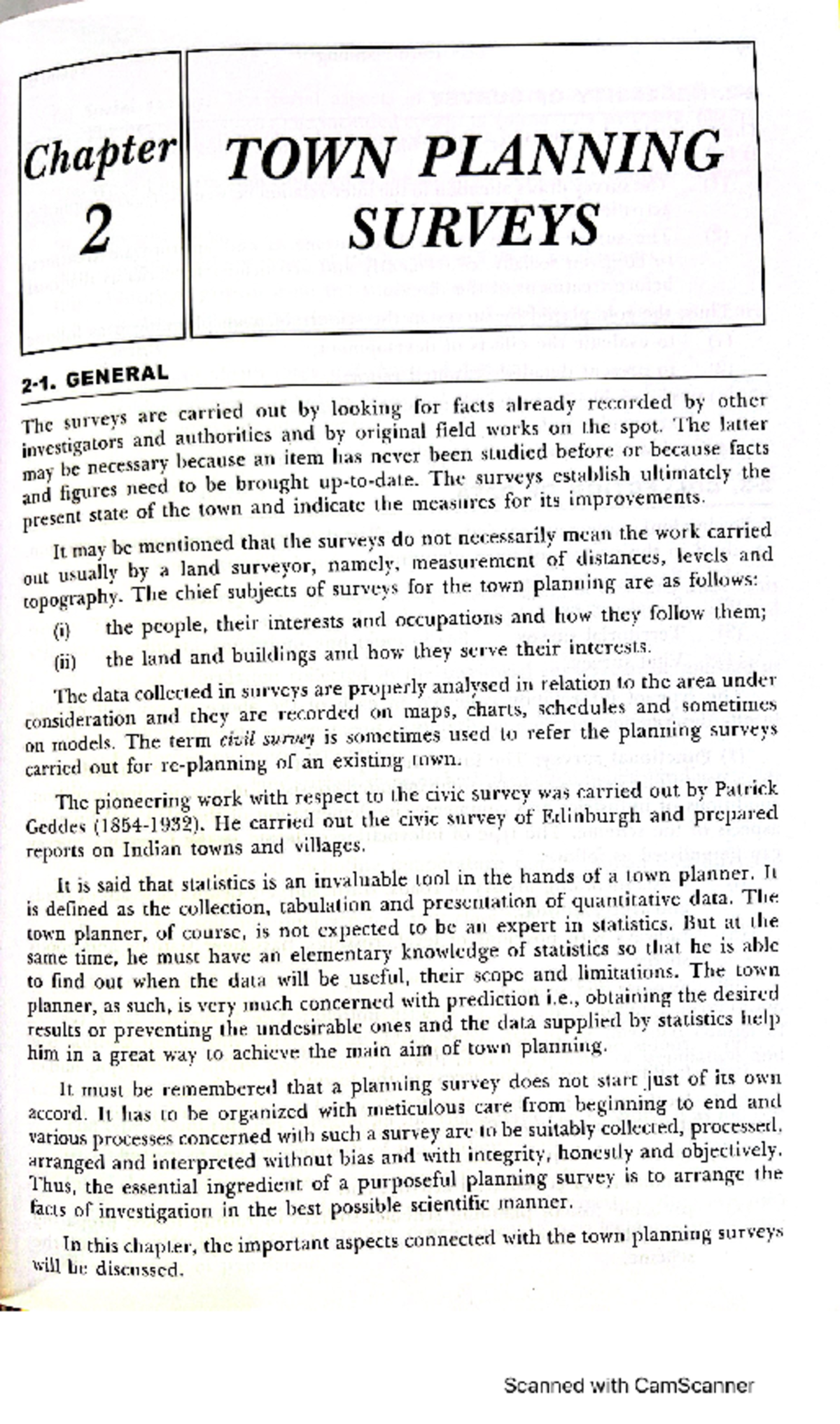 Chapter TOWN PLANNING 2: Notes on Surveys and Their Importance - Studocu