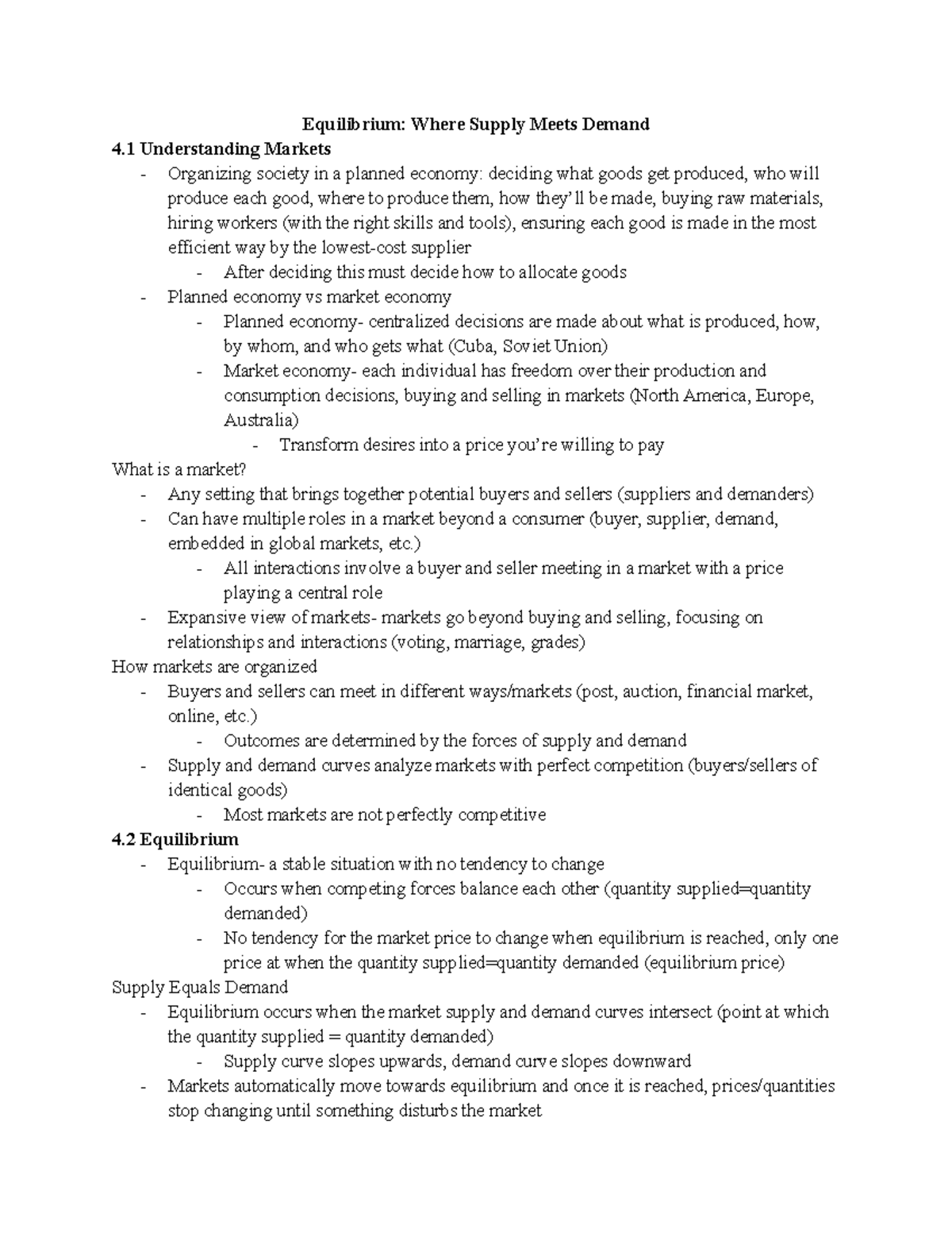 Chapter 4 Equilibrium and Market Dynamics Notes - Studocu