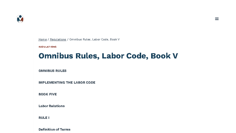 Omnibus Rules Implementing the Labor Code Book V - Labor Law PH - Studocu