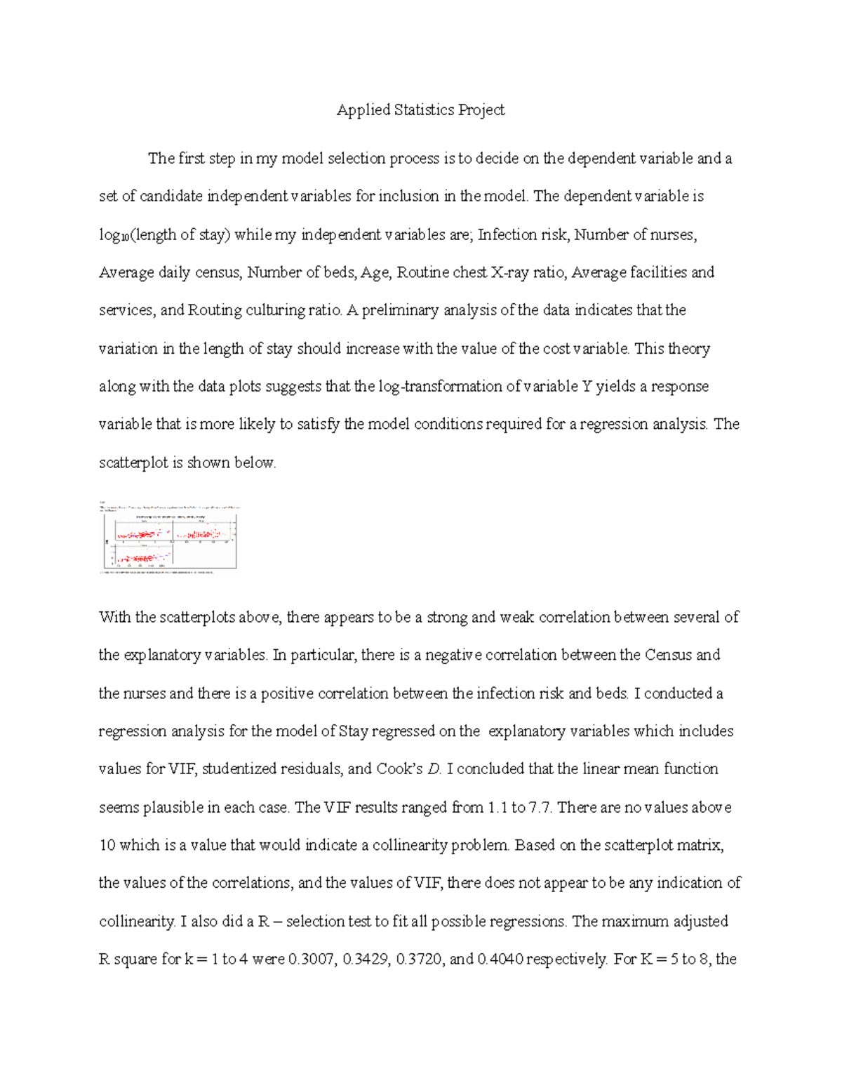 Project - Applied Statistics Project The first step in my model ...