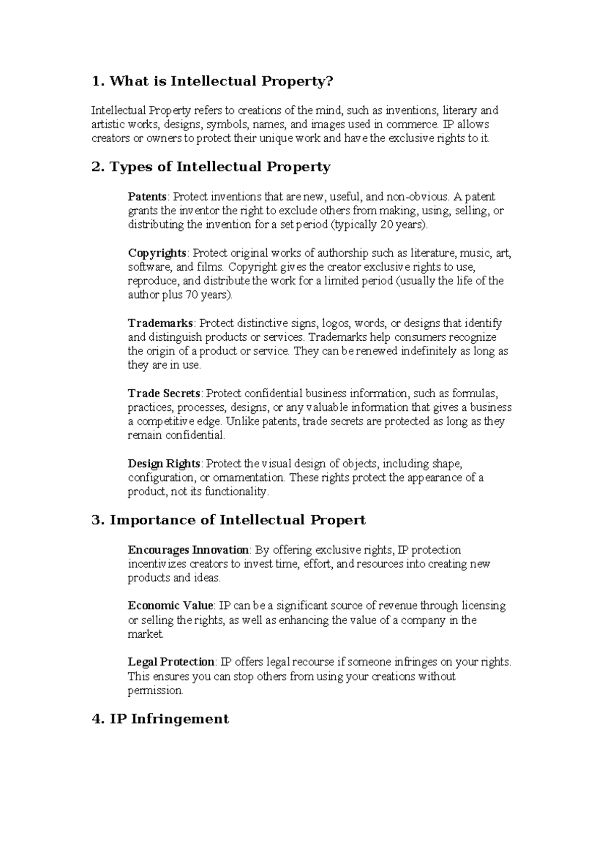 IP notes - intellectual property. - 1. What is Intellectual Property ...