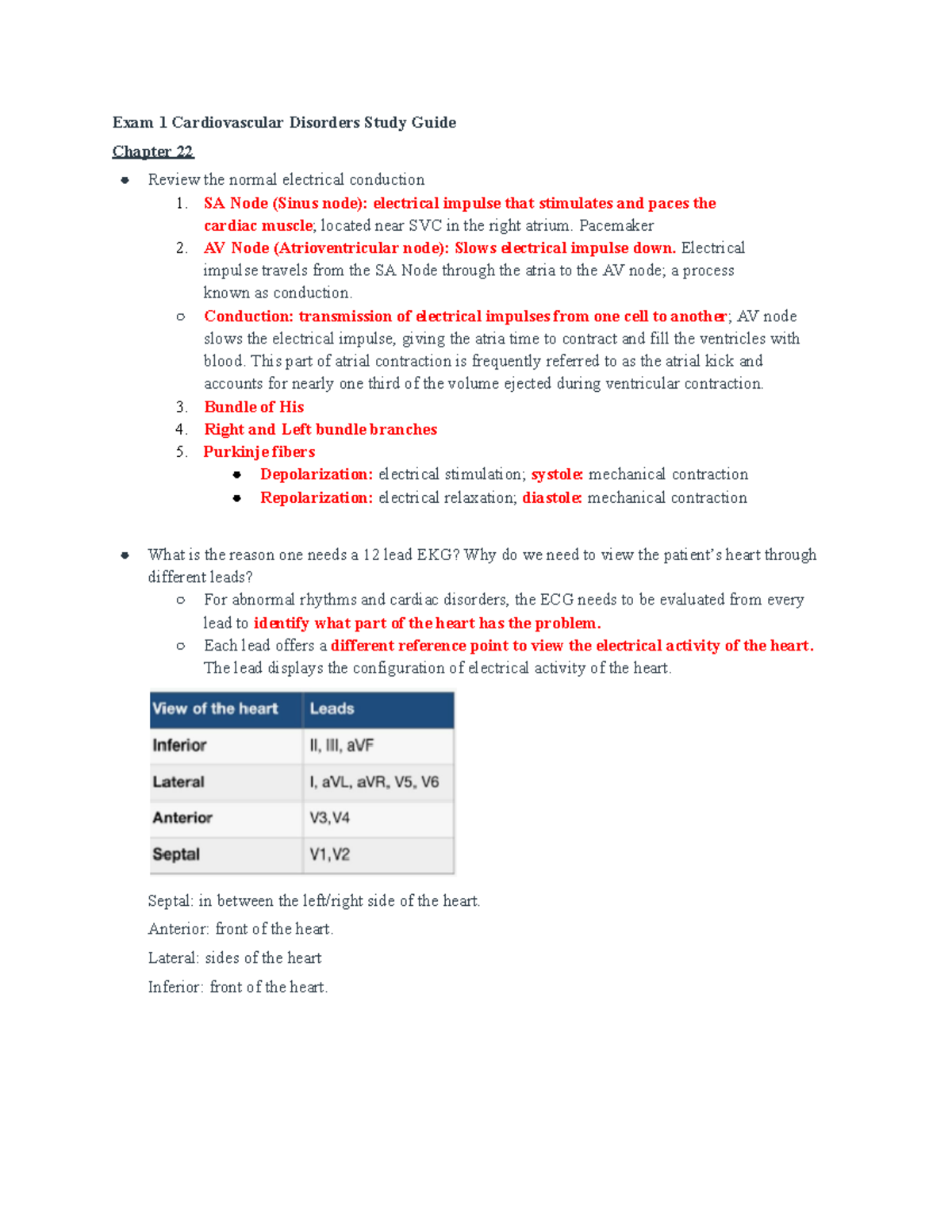 Exam 1 Cardiovascular Disorders Study Guide: Key Concepts and ...