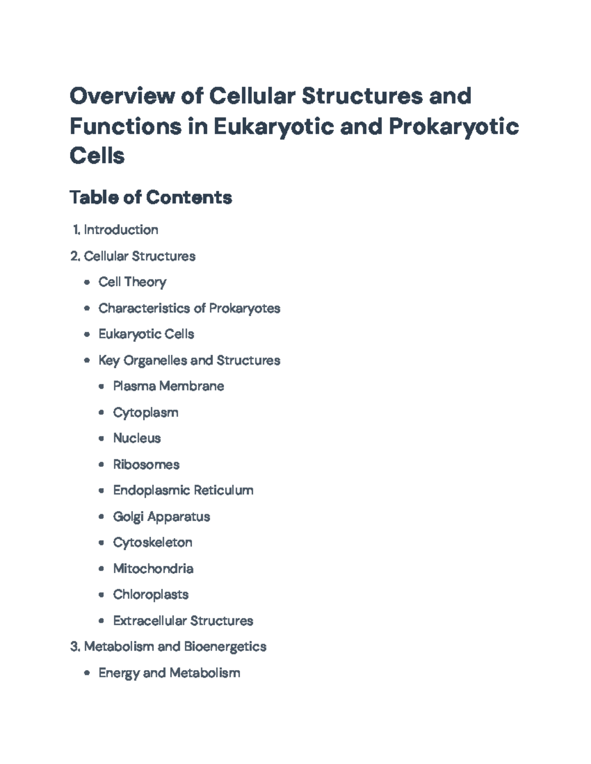 Comprehensive Overview of Cellular Structures and Functions in Biology ...